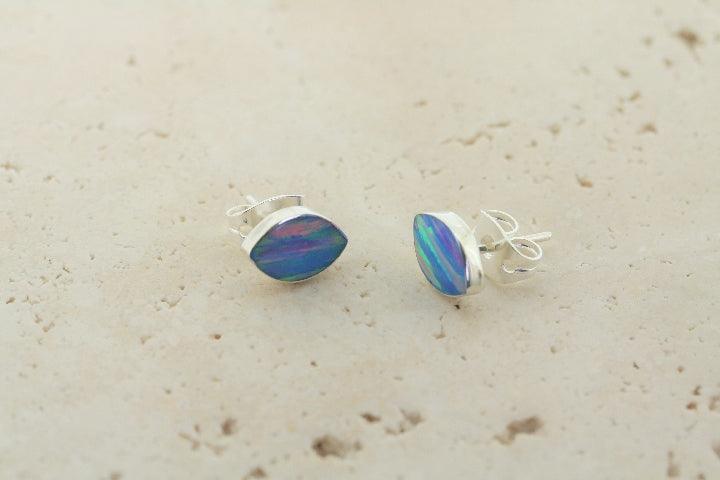 Opal Stud Earrings - Blue Rose Seed Beads for Women | Perfect for Weddings, Parties & Everyday Wear