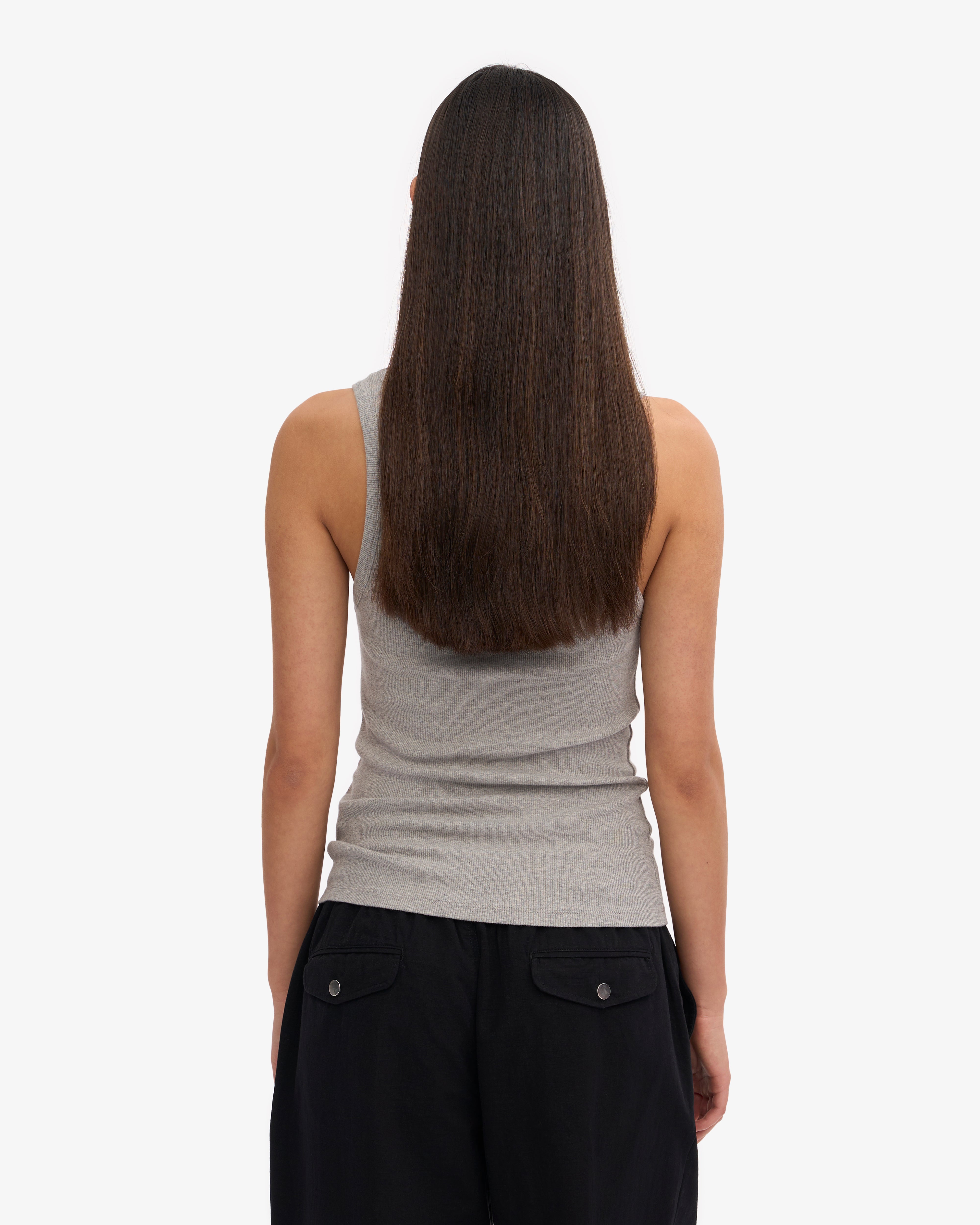 Organic Cotton Ribbed Tank Top for Women - Heather Grey - Perfect for Yoga, Gym & Casual Wear