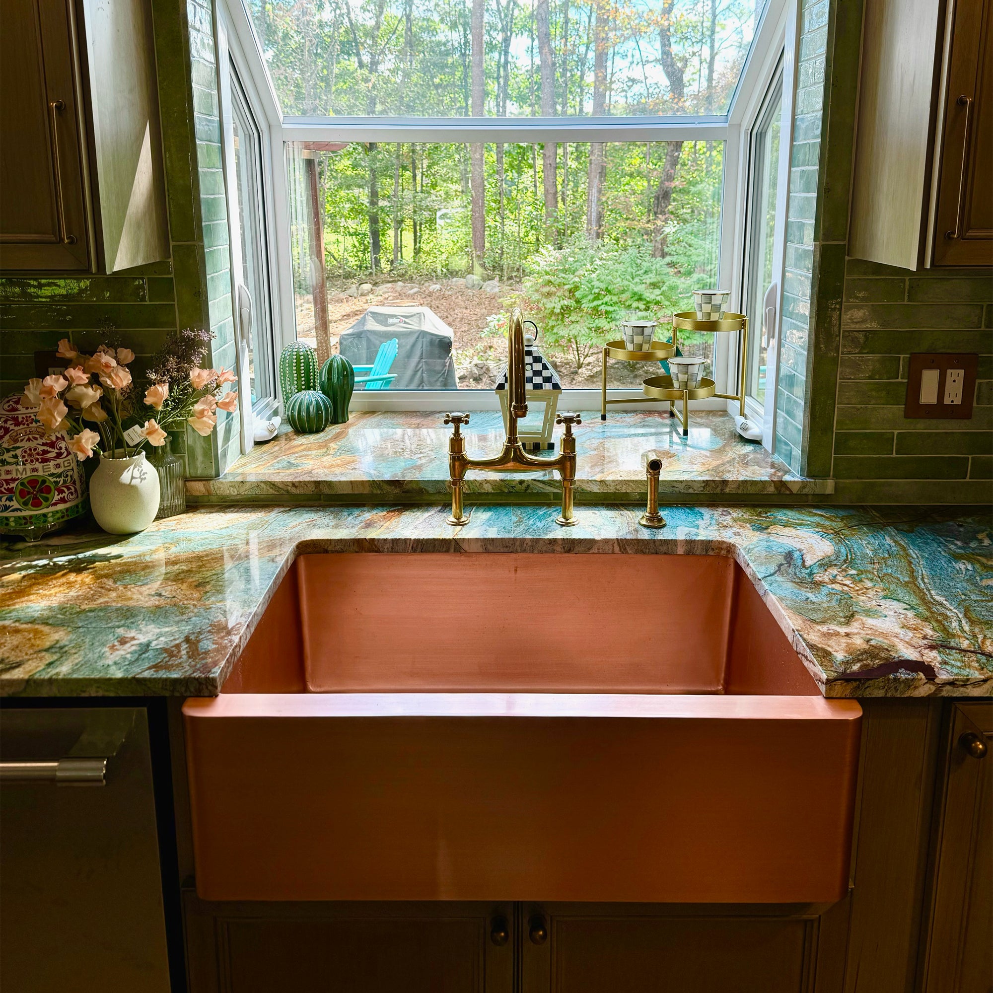 Premium 14 Gauge Copper Farmhouse Apron Kitchen Sink - Single Bowl Design for Rustic & Modern Homes | Perfect for Farmhouse, Cottage & Country Style Kitchens