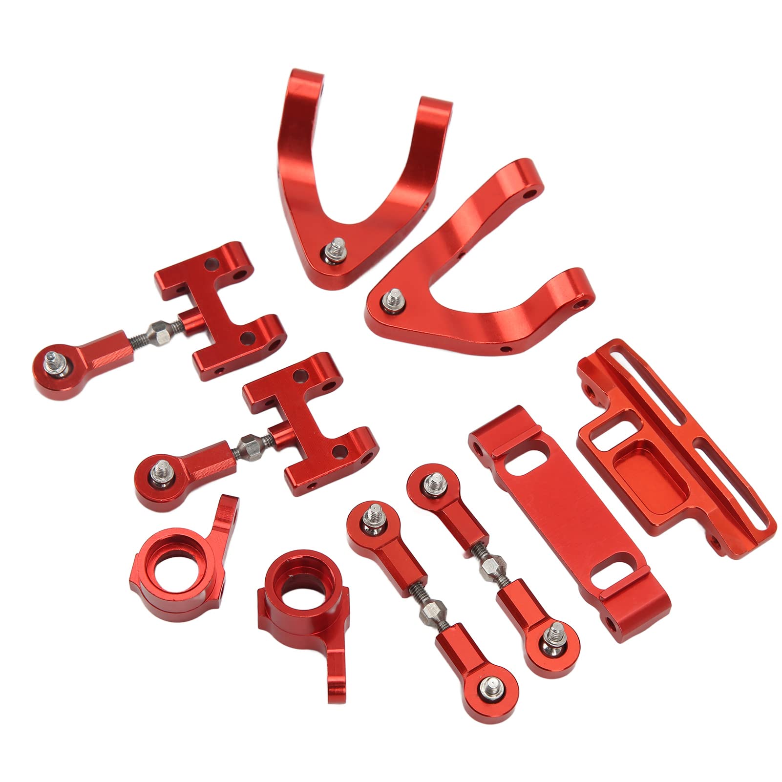 SUNGOOYUE RC Car Metal Upgrade Parts Set - Upper & Lower Suspension Arm, Steering Cup, Hex Adapter for WPL D12 RC Cars (Red) | Off-Road Racing, Crawling, DIY RC Vehicle Maintenance