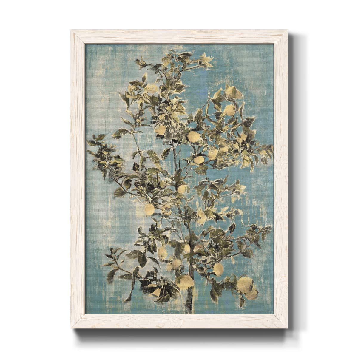 Abstract Geometric Wall Art - White Framed Canvas Print 17x20 Inches - Modern Bathroom Decor & Gallery Wall Décor - Trendy Eclectic Lemon Tree Design - Perfect for Living Room, Bedroom or Office