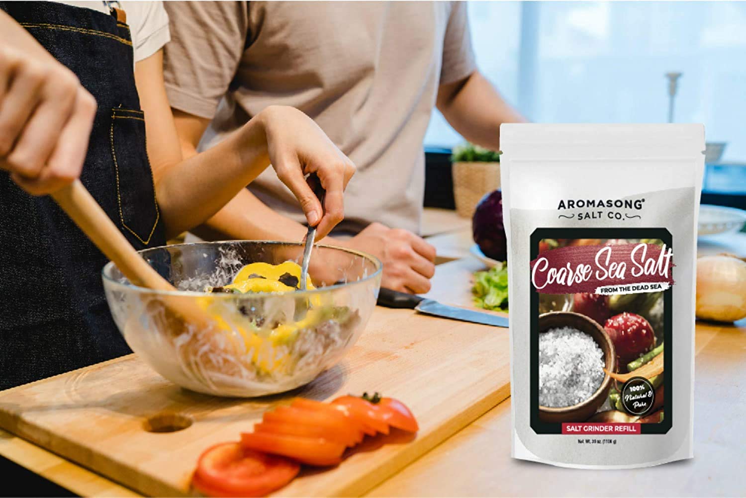 Aromasong 100% Natural & Pure Coarse Sea Salt, 2.43 lb (1.1 kg) - Refill for Salt Grinders, Cooking, Seasoning & Gourmet Dishes | Ideal for Steak, Seafood, Salads & Homemade Bread