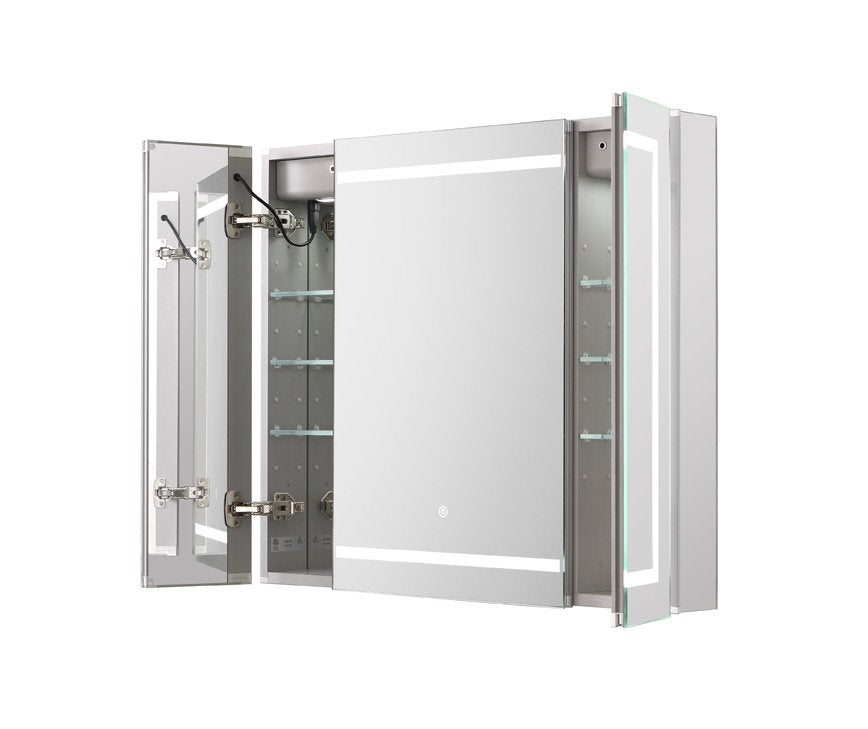 Aquadom Royale Plus 48x36 Inch LED Lighted Triple Door Bathroom Medicine Cabinet - Perfect for Modern Homes, Spas & Luxury Hotels