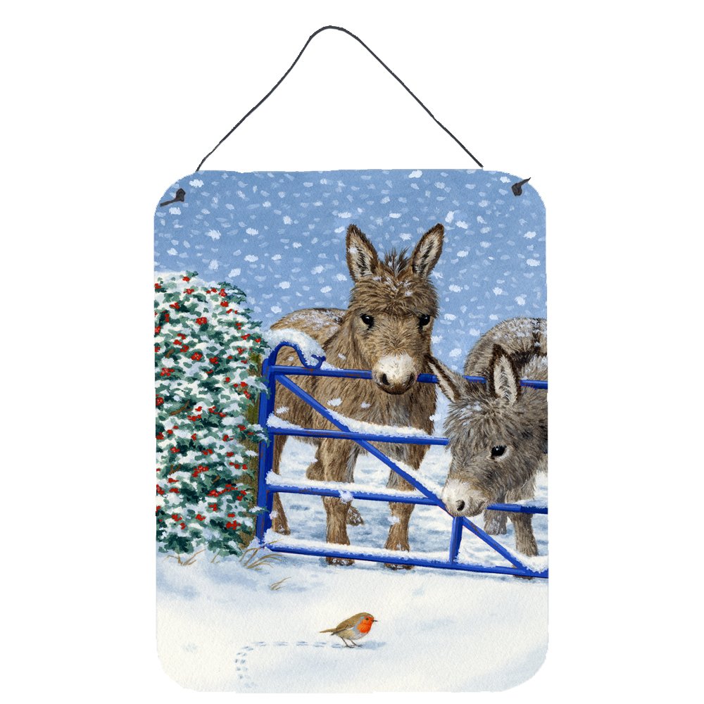 Caroline's Treasures ASA2159DS1216 Donkeys and Robin Wall Decor - 12x16 Aluminum Metal Sign for Kitchen, Bar, Bathroom, Front Door - Rustic Home Decor Plaque - Perfect for Farmhouse, Country, or Cottage Style