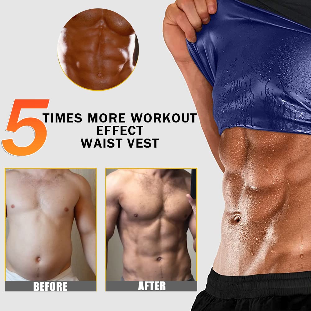 Men's Sauna Suit Sweat Waist Trainer Vest - Workout Tank Top for Weight Loss & Body Shaping - Gym, Running, Fitness Training
