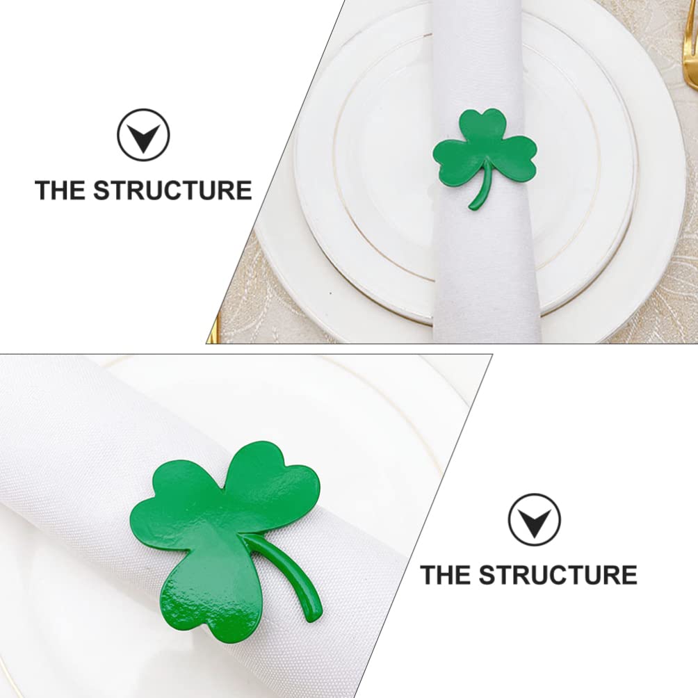 VALICLUD 4-Piece Shamrock Napkin Rings Set - St. Patrick's Day & Valentine's Day Napkin Holders - Decorative Tableware for Holiday Parties, Weddings, and Special Occasions