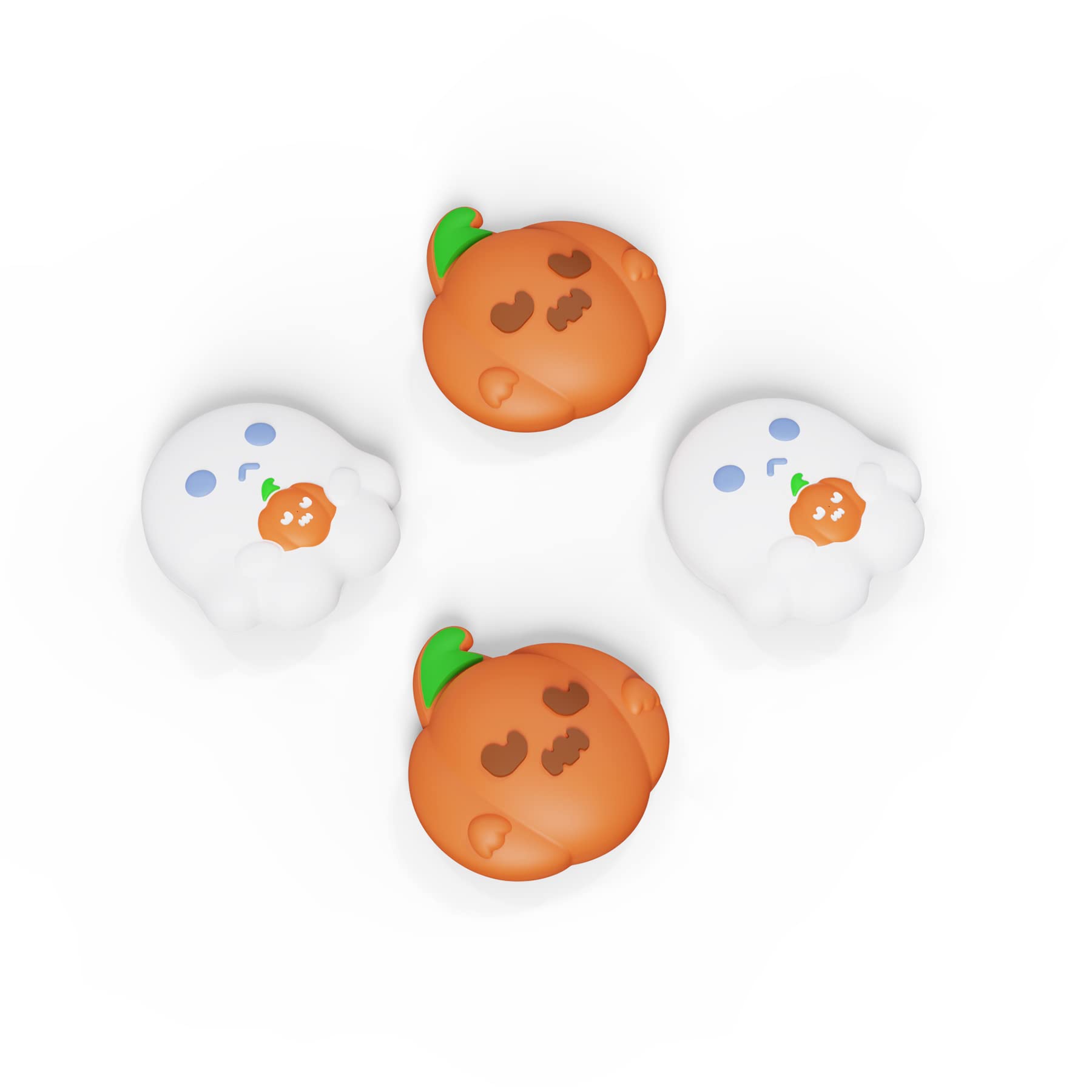 PlayVital Halloween Themed Joystick Caps for Nintendo Switch, Switch Lite & Switch OLED - Spooky Ghost with Pumpkin Design - Analog Thumb Grip Covers for Enhanced Gaming Comfort - Perfect for Halloween Gaming Parties & Spooky Game Nights