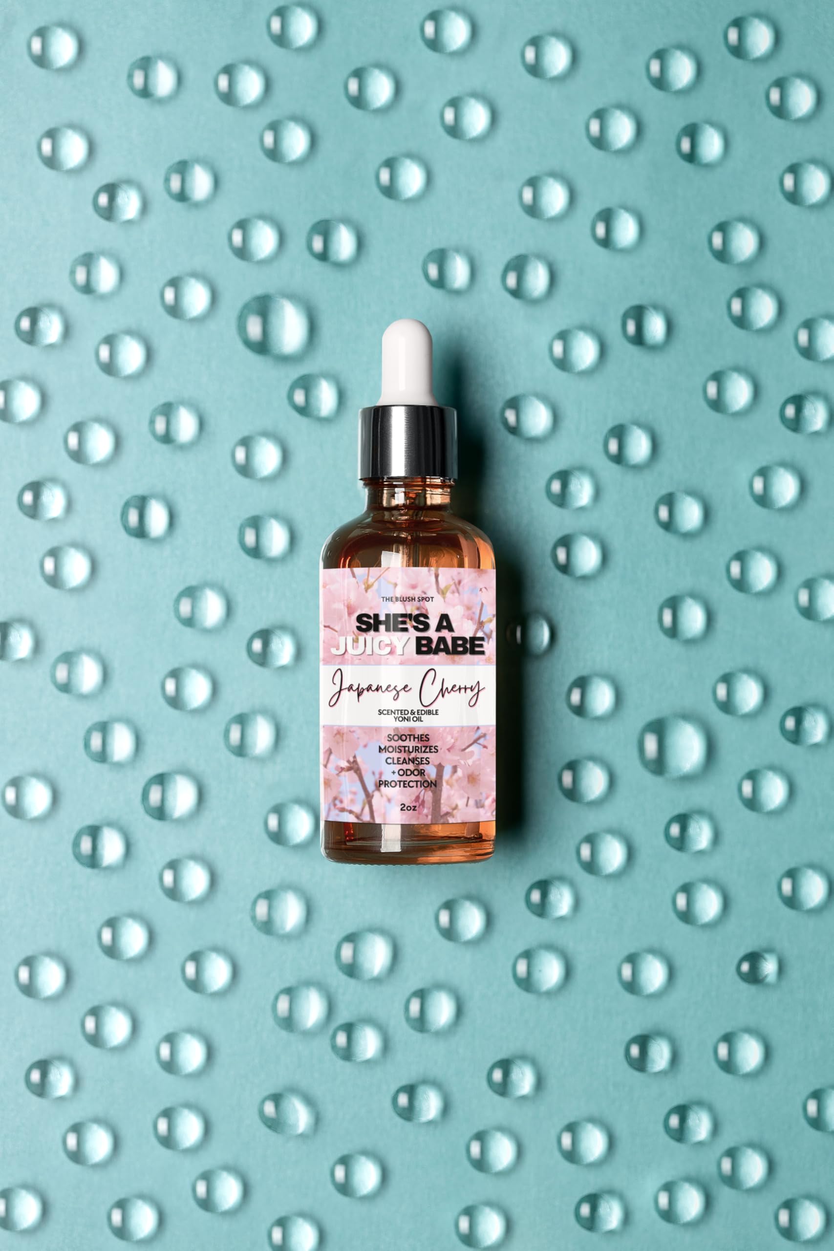 Organic Japanese Cherry Blossom Yoni Oil - Edible & Scented Intimate Oil for Women - 2oz Natural Lubricant for Sensual Massage & Aromatherapy - Promotes Odor Control & Feminine Wellness