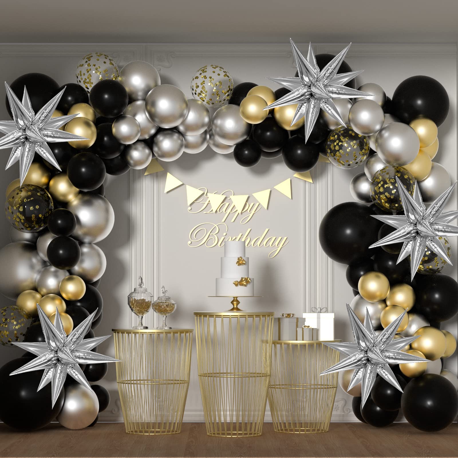 50 Pcs Silver Starburst Cone Mylar Balloons - 26 Inch Large Metallic Star Foil Balloons for Birthday, Wedding, Christmas, Baby Shower Party Decorations - Perfect for Ceiling Decor, Photo Backdrops & Event Centerpieces