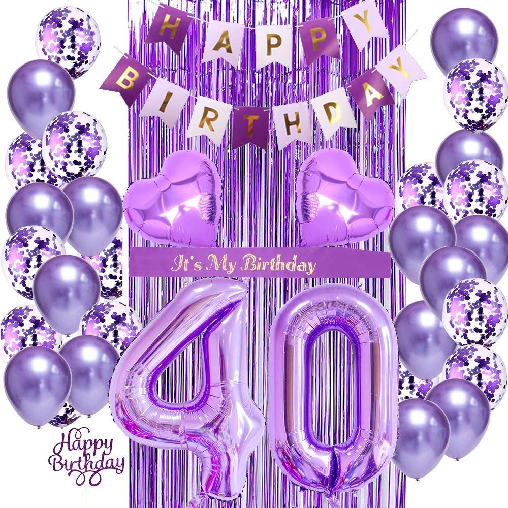 40th Birthday Party Decorations for Women - Purple Balloon Arch Kit, 'It's My 40th' Sash & Cake Topper - Complete 40th Birthday Decor Set for Women's Milestone Celebration | Perfect for Birthday Parties, Surprise Decorations & Photo Backdrops
