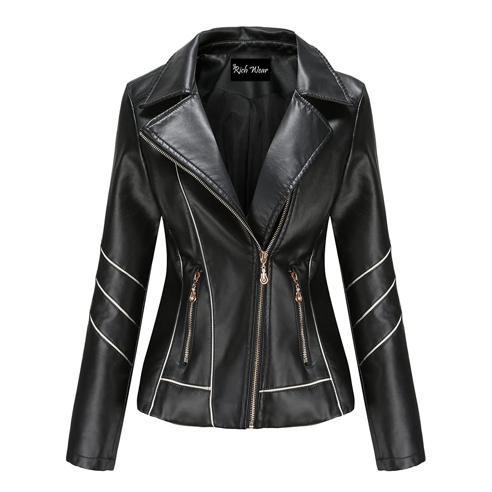 Stylish Women's Leather Biker Jacket S-3XL - Motorcycle Coat with Zipper for Casual Outwear | Perfect for Riding, Night Out & Everyday Fashion