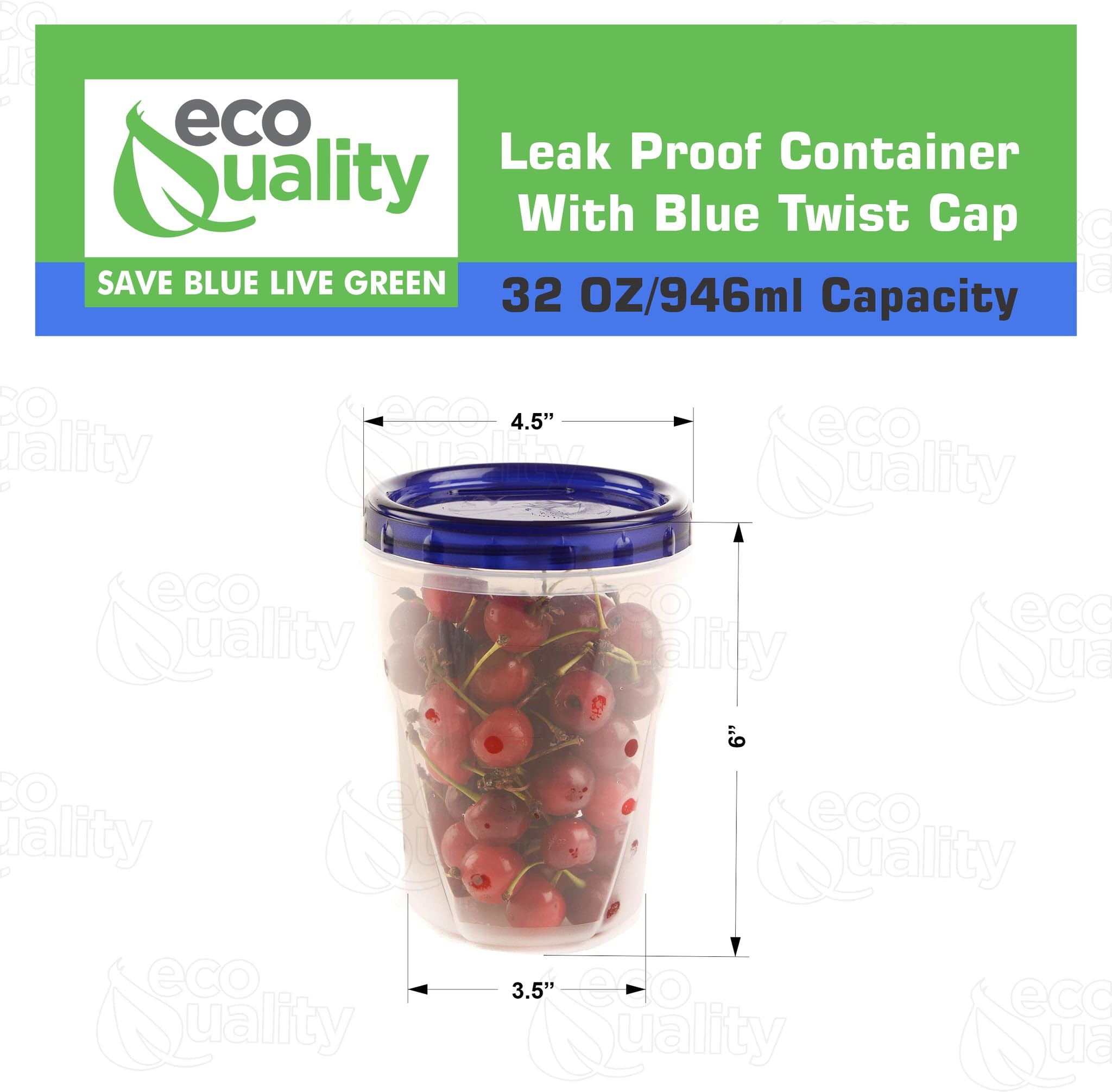 [30 Pack] 32oz Airtight Plastic Food Storage Containers with Twist & Seal Lids - BPA-Free, Leakproof, Reusable Meal Prep Containers for Lunch, Snacks, Leftovers & On-the-Go | Stackable Deli Containers for Kitchen, Office & Picnics