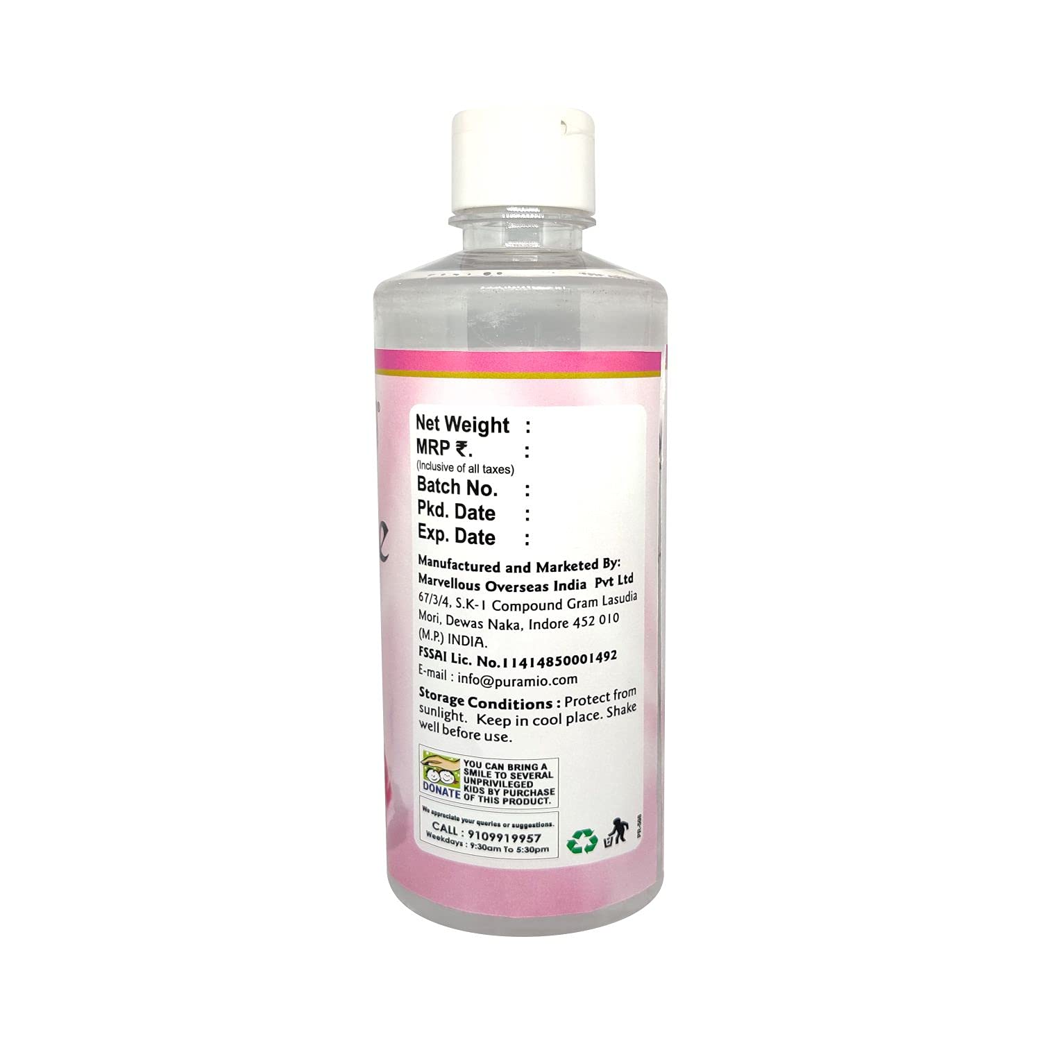 PURAMIO Pure Rose Water for Cooking, Baking & Skincare - 500ml (Pack of 2) - Natural Floral Hydrosol for Face Toner, Middle Eastern Recipes & Aromatherapy