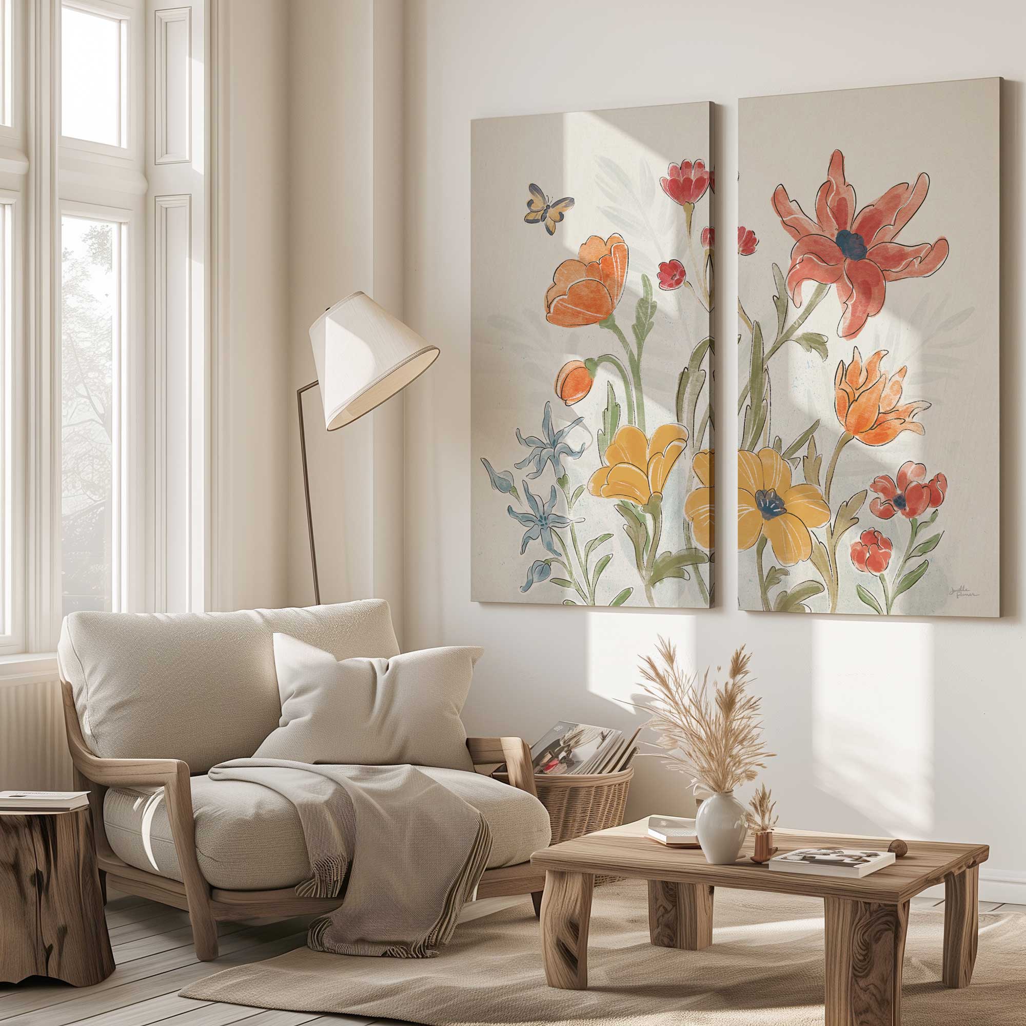 Garden Melody in Bloom IV - Large Floral Canvas Wall Art Print for Home Decor, Living Room, Bedroom & Office | Nature Inspired Botanical Painting