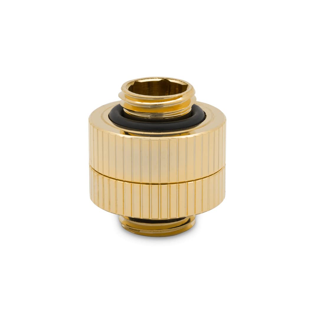 EK EKWB Quantum Torque 14mm Rotary Male to Male Extender Fitting - Gold Plated Brass PC Water Cooling Connector for Custom Loop Systems, Radiators, and Reservoir Installations