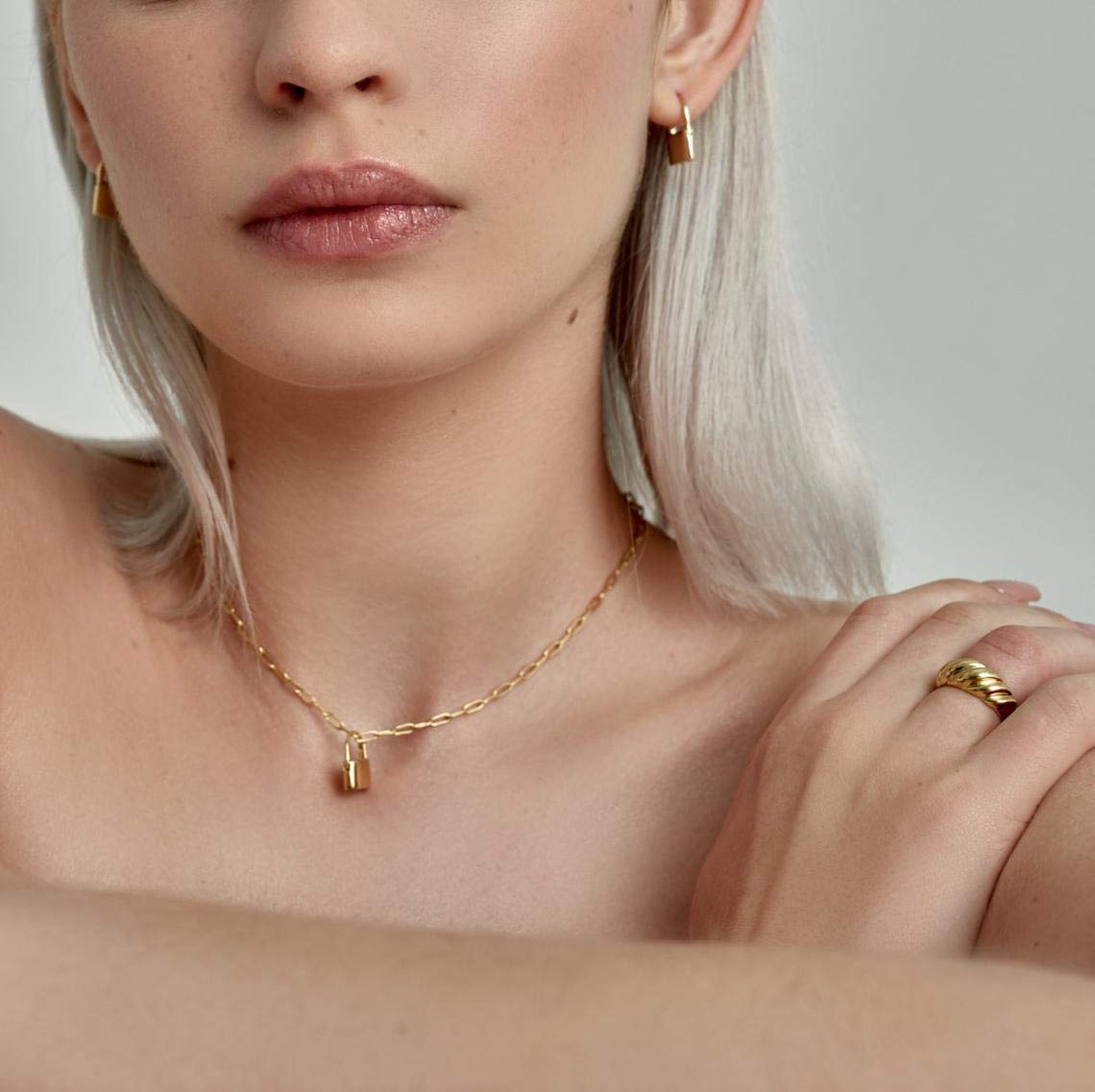 Chunky Gold Ring for Women - Croissant Dome Signet Twist Wide Stackable Ring Jewelry (Size 5-10) | Perfect for Everyday Wear, Stacking & Gift Giving