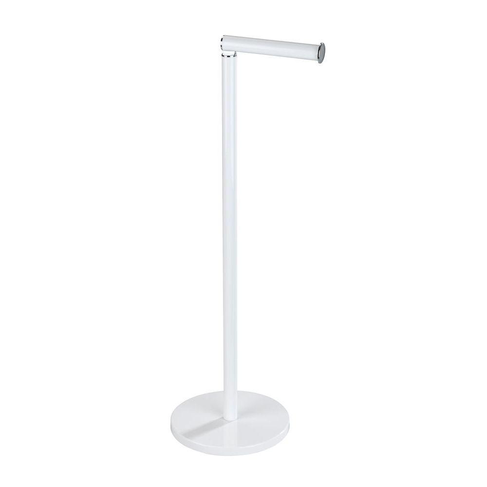 Freestanding Toilet Paper Holder - White Bathroom Tissue Stand with Heavy Base for Stability | Perfect for Small Bathrooms, Powder Rooms & RVs