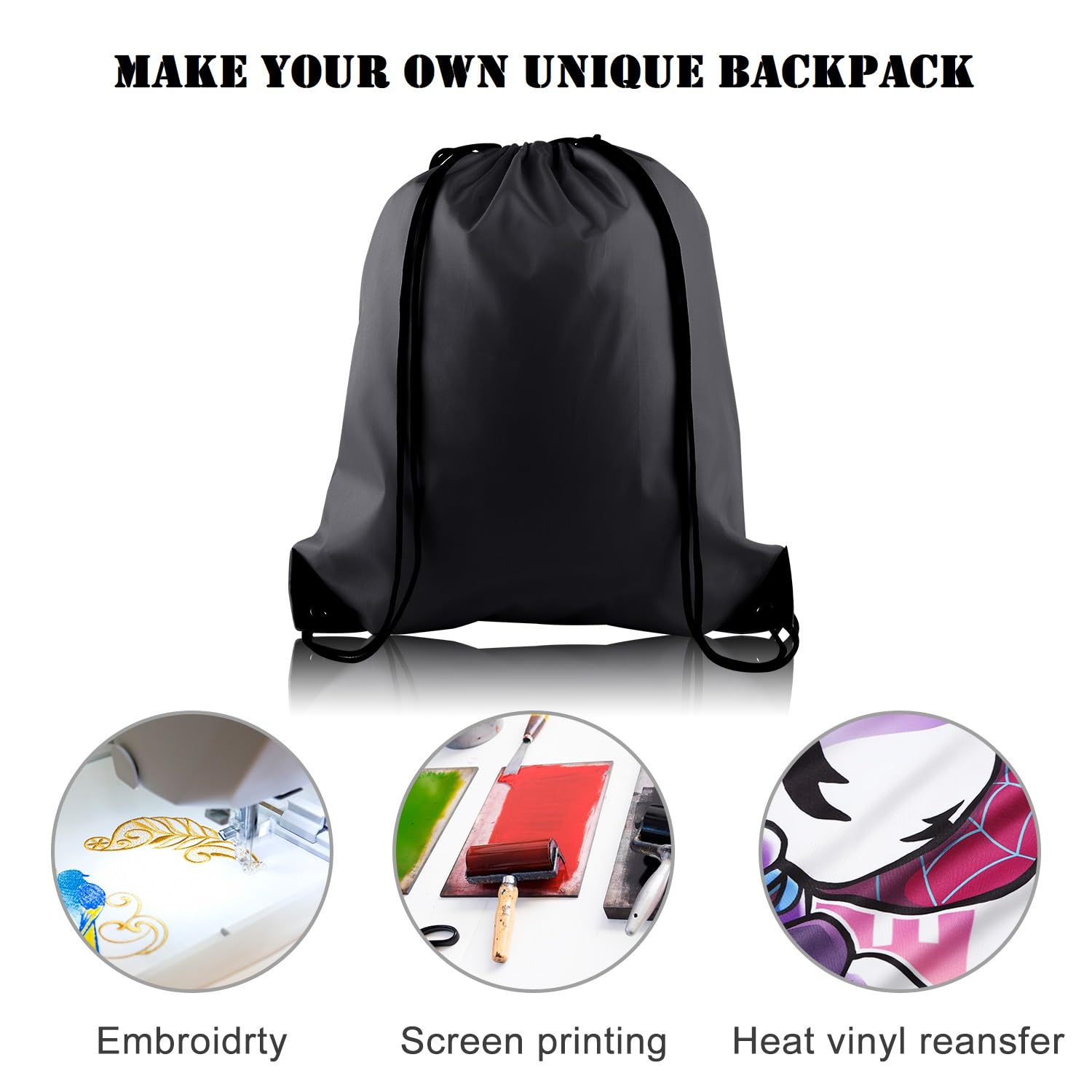 FEPITO 22 Pack Black Drawstring Backpacks - Bulk Sports Bags for Gym, School, Travel & Outdoor Activities | Durable Cinch Sack Bags for Workouts, Camping & Daily Use