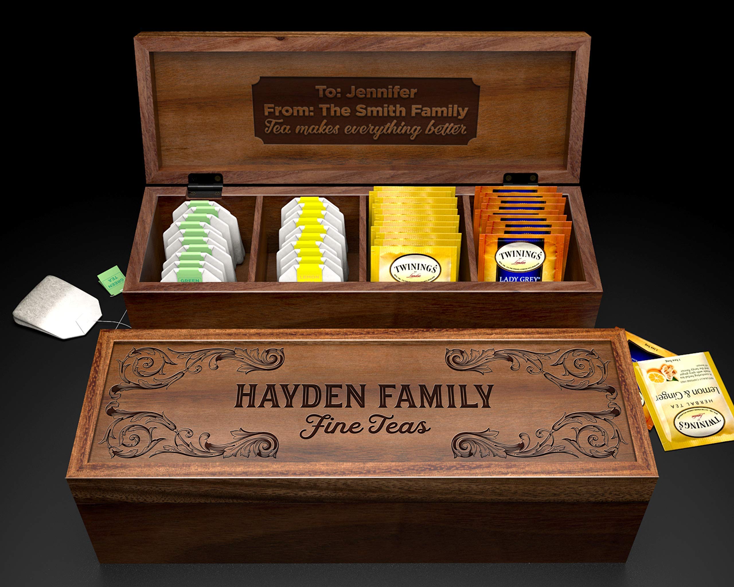 Premium Acacia Wood Tea Gift Box Set - 15.25