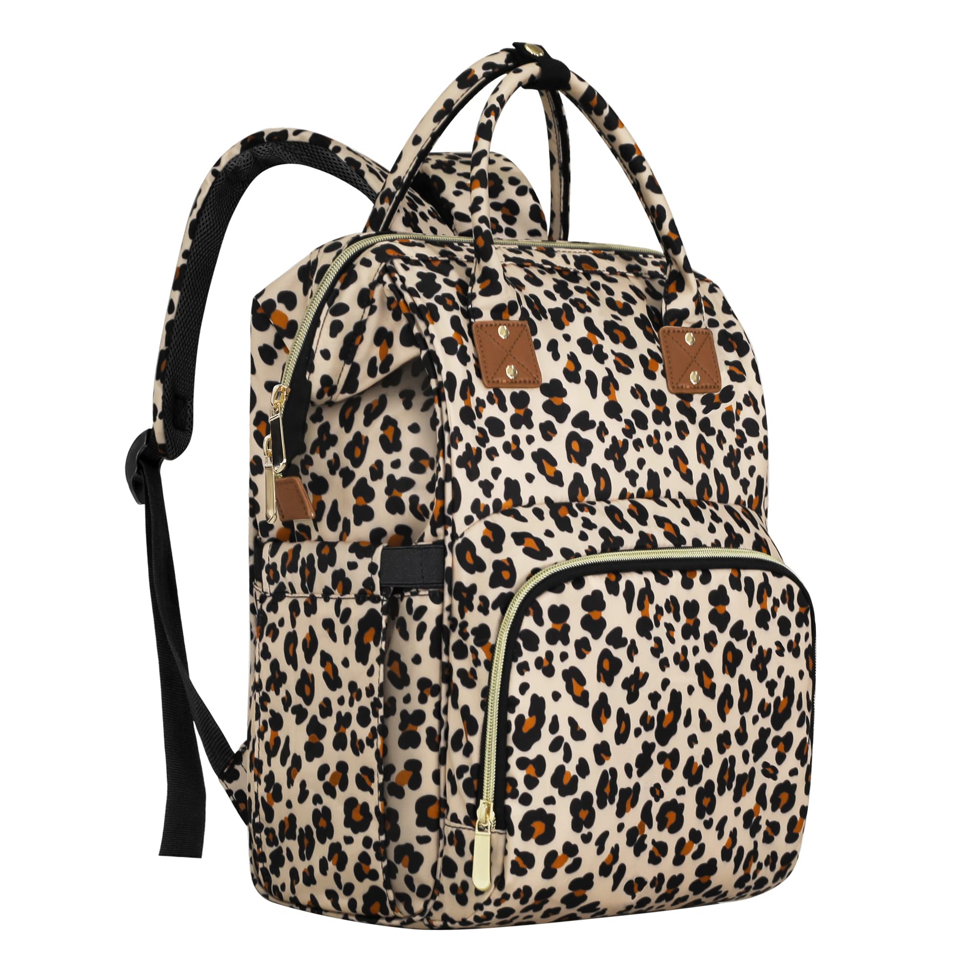 Waterproof Diaper Backpack for Travel - Large Capacity Multifunctional Maternity Baby Bag with Leopard Print | Perfect for Moms, Dads & Caregivers - Ideal for Daycare, Outings & Family Trips