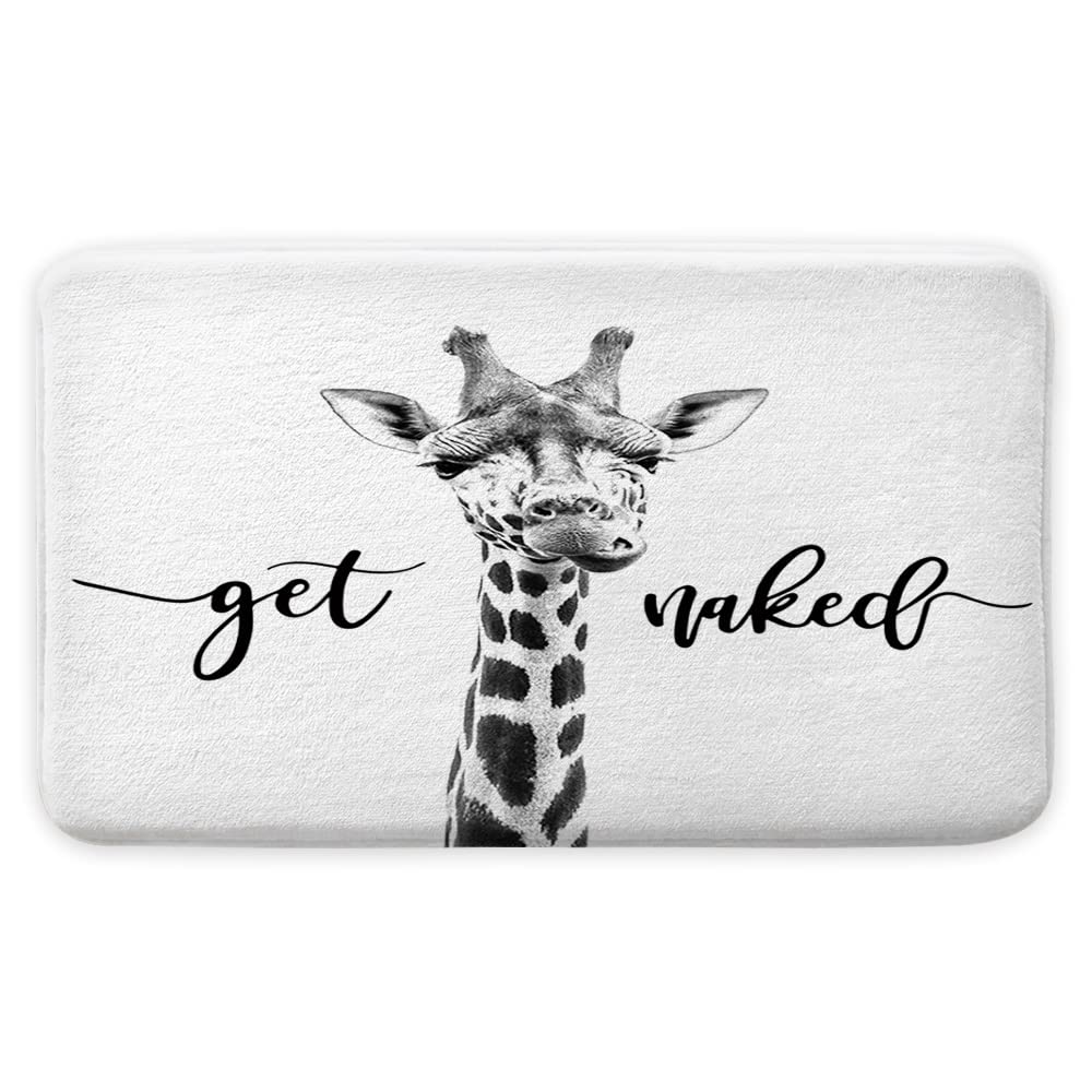 Funny Giraffe Get Naked Bath Rug - Cute Animal Wildlife Safari Non-Slip Bath Mat Set for Bathroom, Bedroom & Kitchen (17x29 Inch) - Perfect for Indoor/Outdoor Use, Kids' Rooms & Safari-Themed Decor