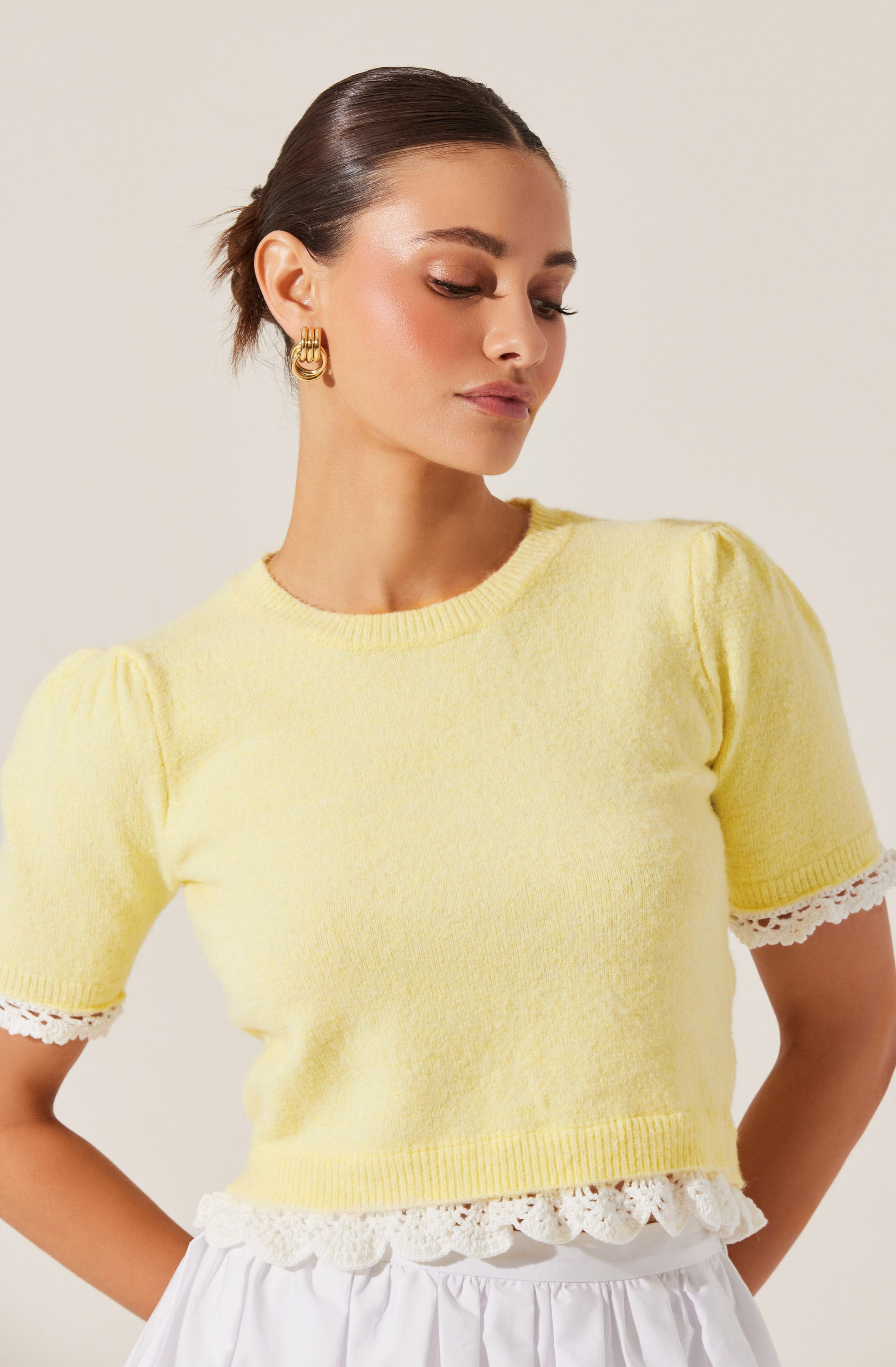 Elegant Lace Trim Sweater for Women - Soft Knit Pullover with Feminine Lace Details | Perfect for Fall Layering, Date Nights & Office Wear