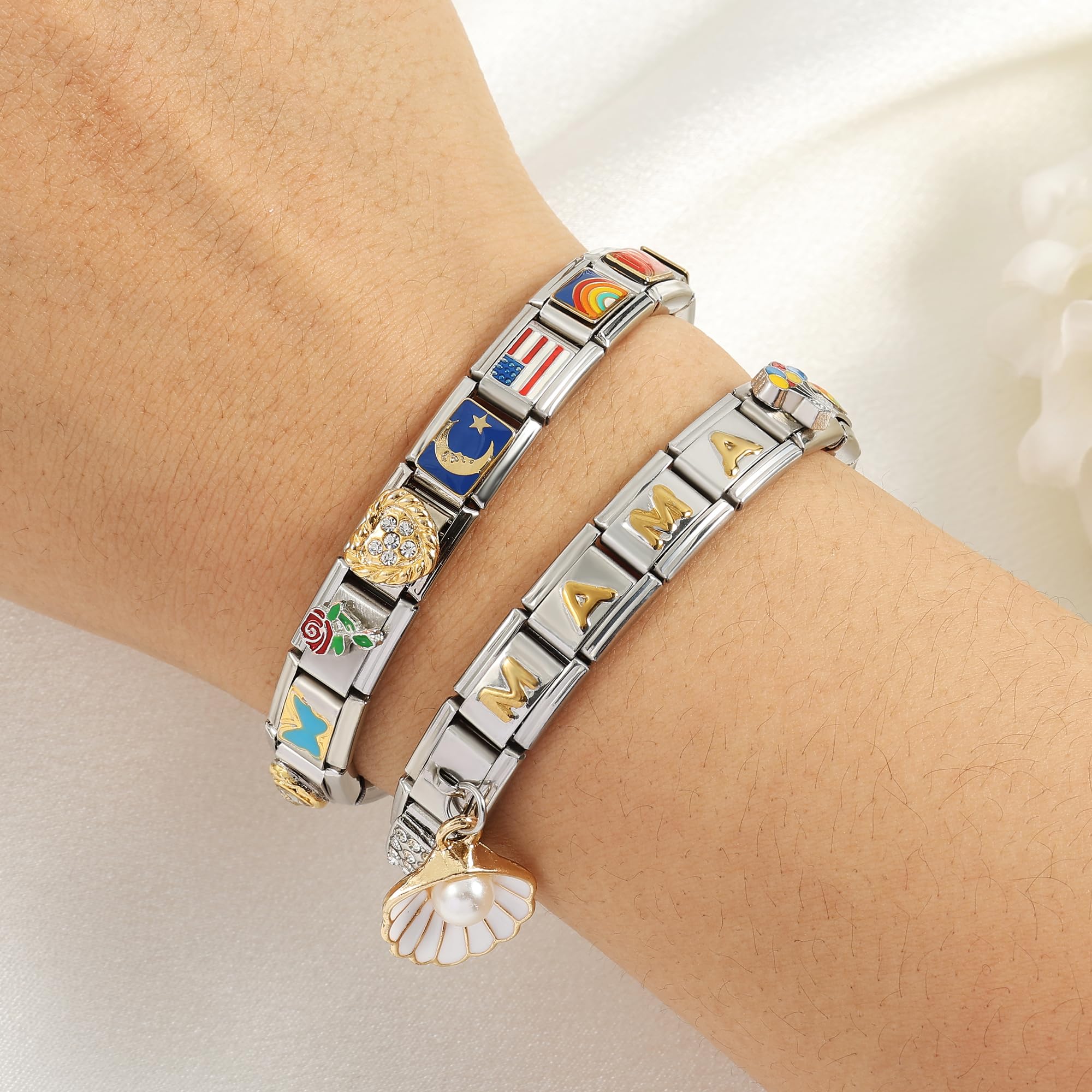 Italian Charms Bracelet Set - 9mm Modular Handmade DIY Bracelet with Starter Bracelet, Assorted Charms & Opening Tools | Perfect for Gifts, Jewelry Making, and Personal Style Expression