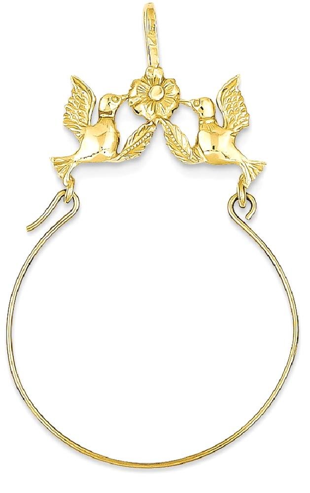 14K Solid Yellow Gold Doves Bow Necklace - Elegant Pendant Charm Holder for Women | Perfect Gift for Anniversary, Valentine's Day & Special Occasions