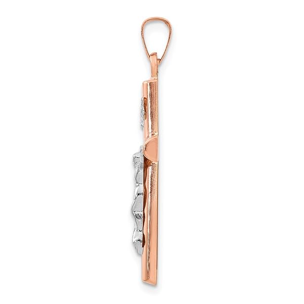 14K Solid Two-Tone Gold Jesus Christ Crucifix Pendant Necklace - Religious Cross Charm for Women & Men | Perfect for Baptism, First Communion, Confirmation & Daily Faith Jewelry