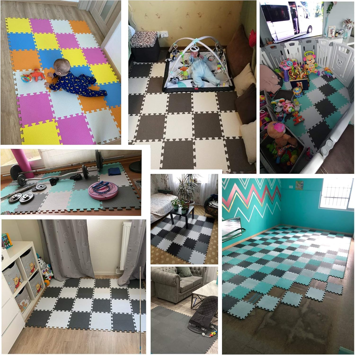 Kids Puzzle Flooring Mat - 12mm Thick Interlocking Play Mats for Toddlers & Babies | Non-Toxic EVA Foam Tiles | Soft Playroom & Nursery Flooring for Crawling, Learning & Playtime Activities