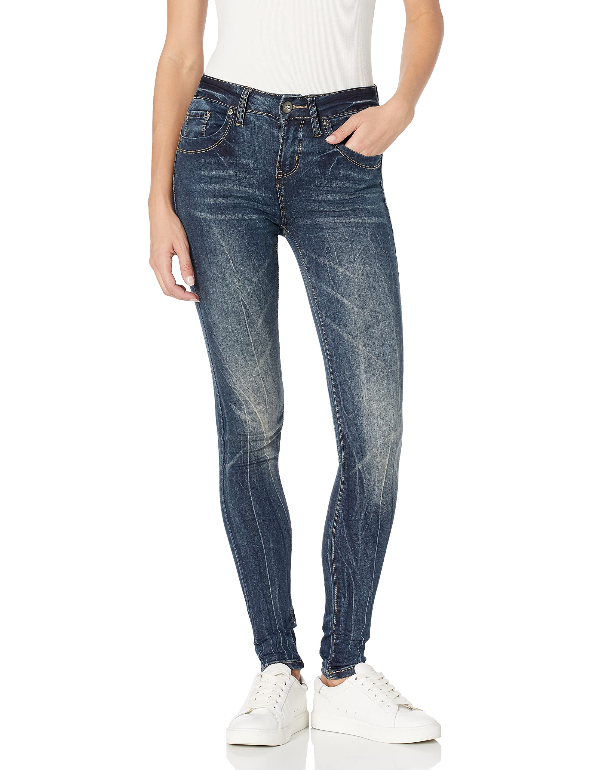 V.I.P.JEANS Women's Classic Skinny Stretch Jeans - Slim Fit Stone Washed Denim Pants in Junior & Plus Sizes | Perfect for Casual Wear, Date Night & Office Outfits