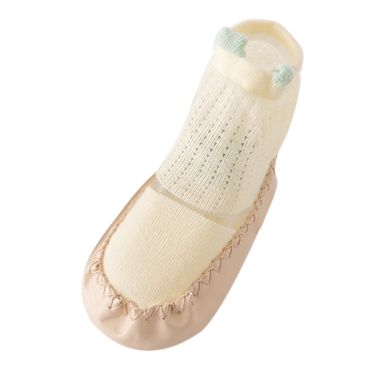 **Soft Sole Baby Shoes with Ears - Non-Slip Breathable Socks for Infants & Toddlers (Beige, 0-12 Months) - Perfect for First Steps, Indoor Play & Photo Shoots**