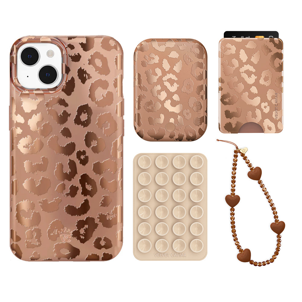 Bronze Chrome Leopard Print Wallet Set - Stylish Animal Print Wallet for Women & Men | Perfect for Everyday Use, Travel, and Gift Giving