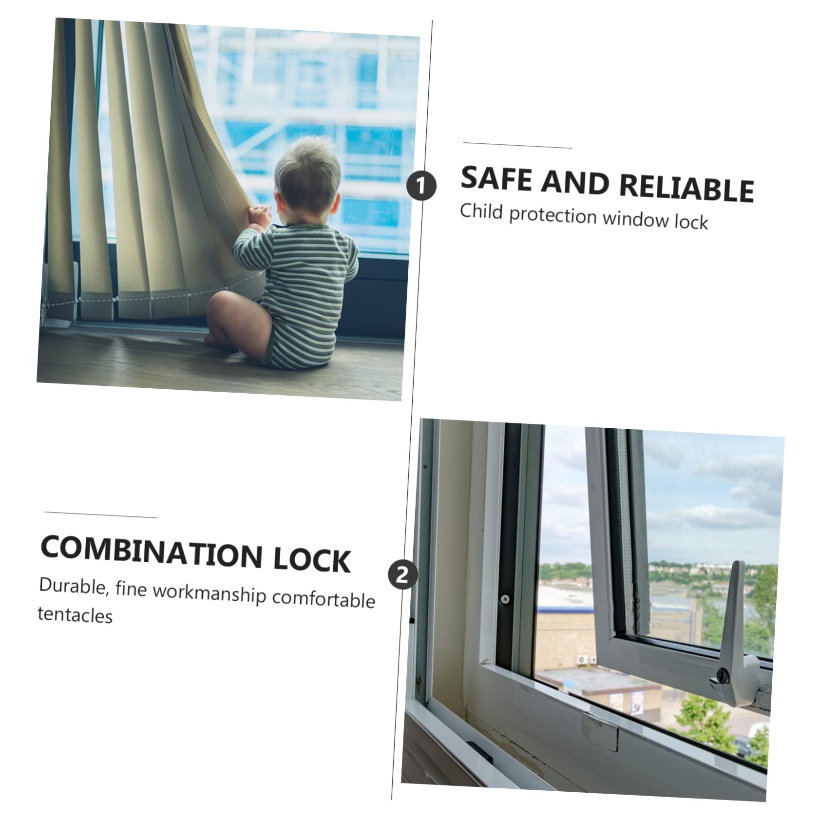 KITANDOVE 4-Pack Sliding Window Security Locks with Keys - Childproof & Burglar Proof for Home & Office Safety - Prevent Falls & Break-Ins - Ideal for Bedrooms, Living Rooms & Basement Windows