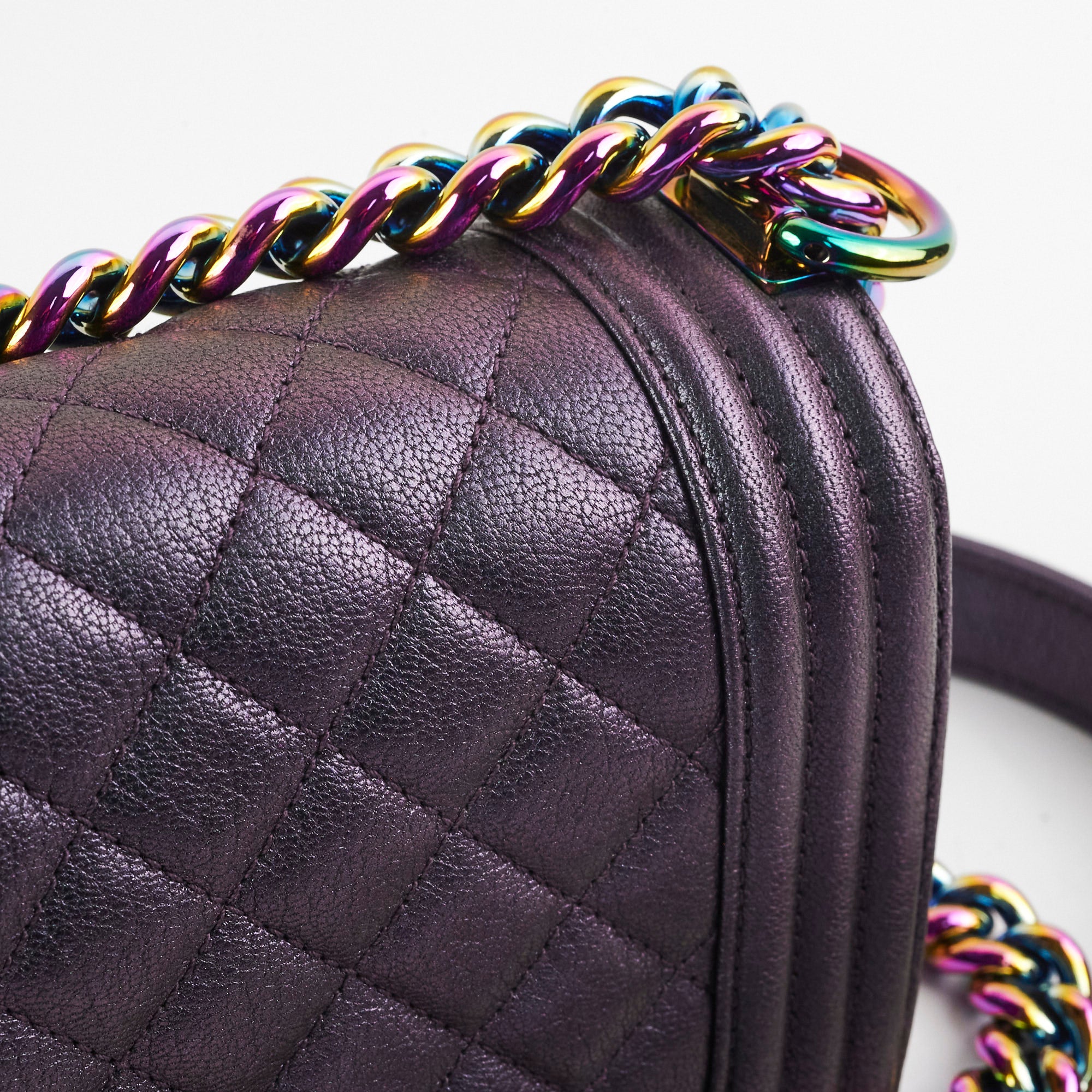 Chanel Small Boy Bag Mermaid Iridescent Purple Leather Crossbody Bag for Women - Perfect for Evening Parties, Date Nights & Luxury Fashion Accessories