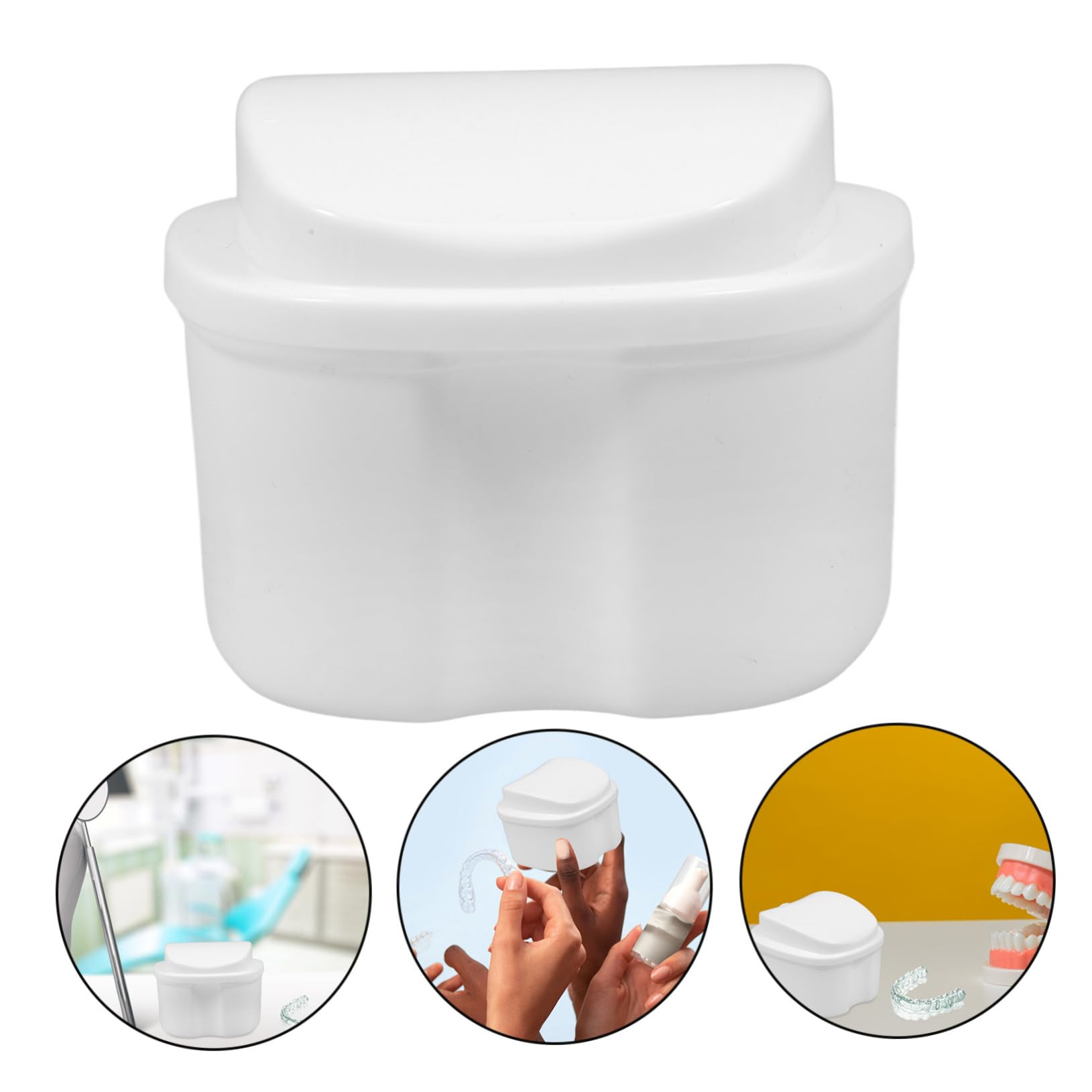 Exceart Denture Storage Box with Lid - White Retainer Case for Fake Teeth, Dentures & Dental Appliances | Travel-Friendly, Hygienic & Secure Container for Home, Office & Travel Use