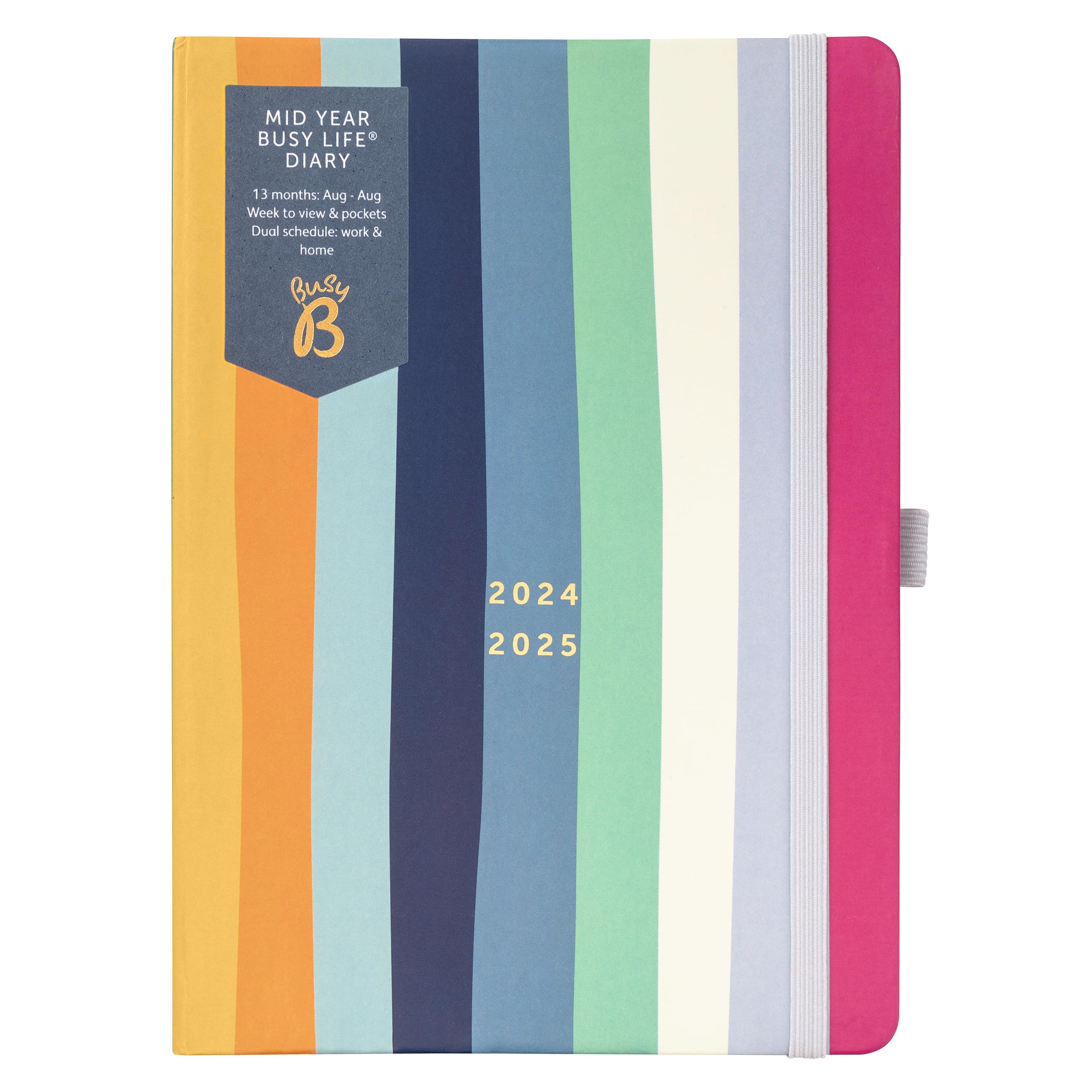 Busy B 2024-2025 Academic Planner - August 2024 to August 2025 Weekly Diary with Pen Holder, Elastic Closure & Storage Pockets | Perfect for Students, Teachers & Professionals | Stay Organized for School, Work & Daily Life