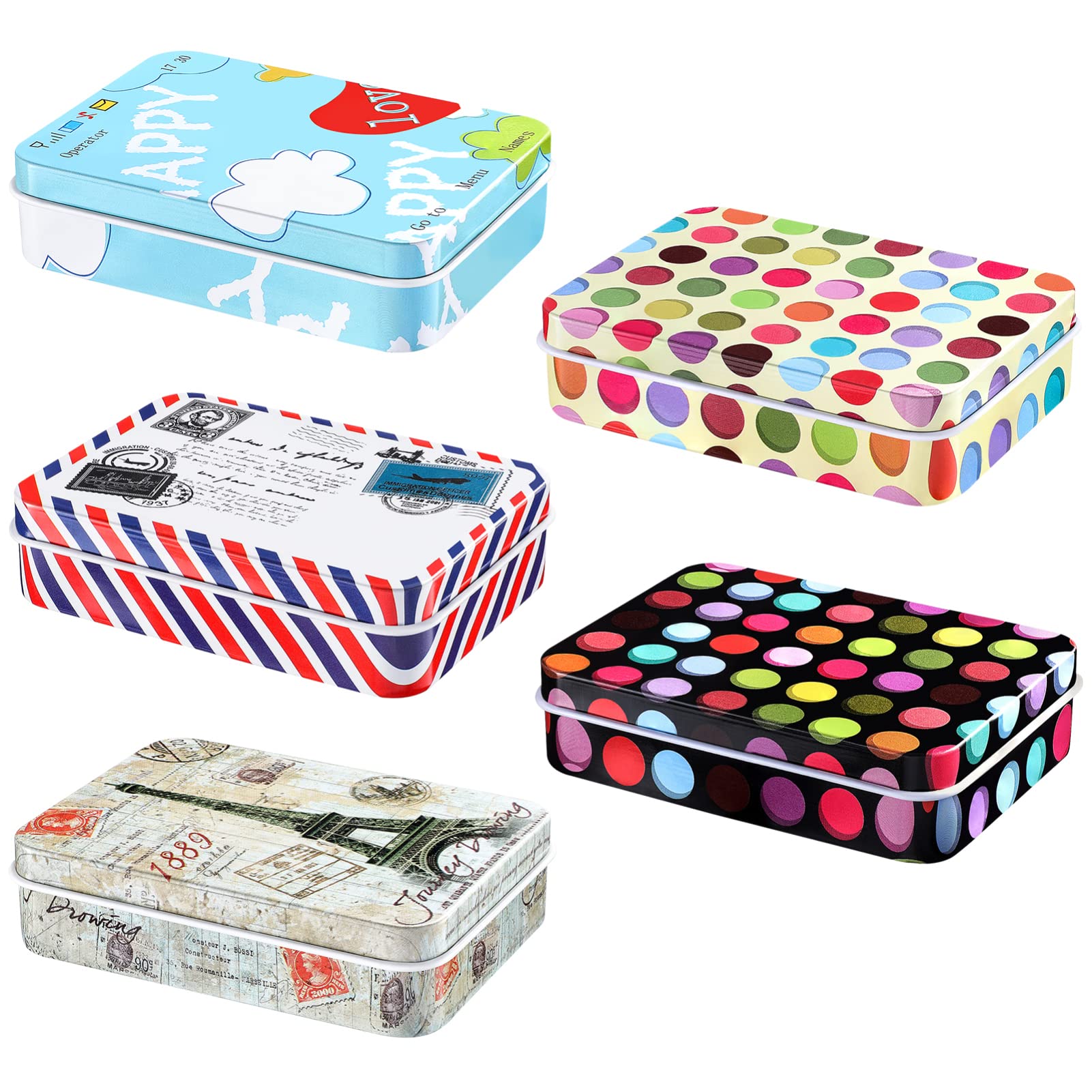 5-Piece Cabilock Tinplate Storage Box Set - Decorative Candy Tins, Empty Gift Organizer & Party Favors | Cartoon Ornament Storage for Home, Office & Party Decor