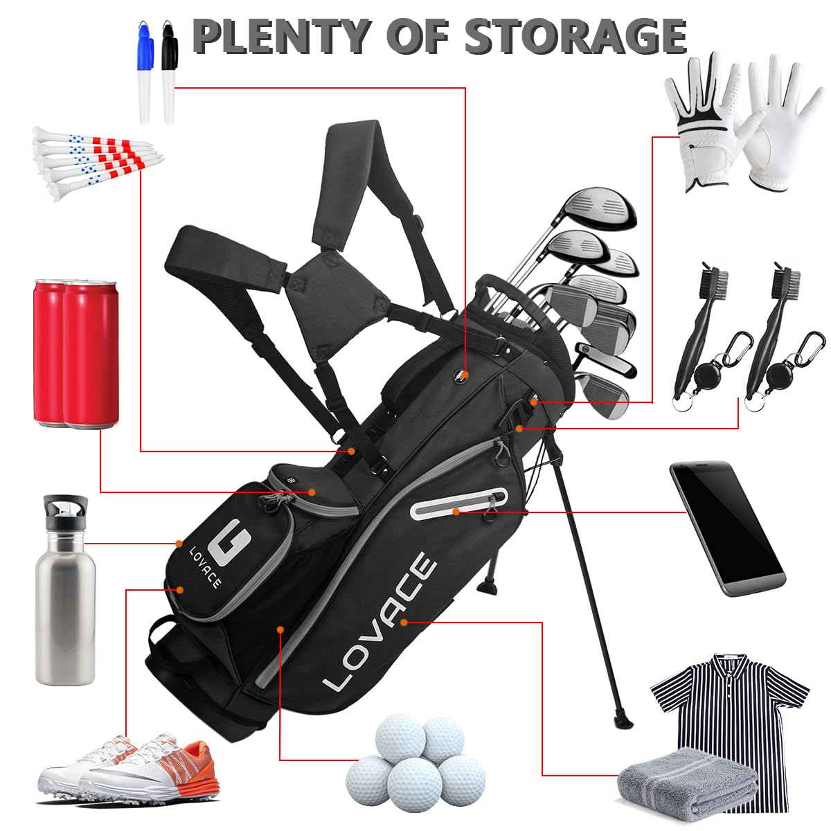 14-Way Lightweight Golf Stand Bag for Men & Women - Perfect for Walking the Course & Range Practice