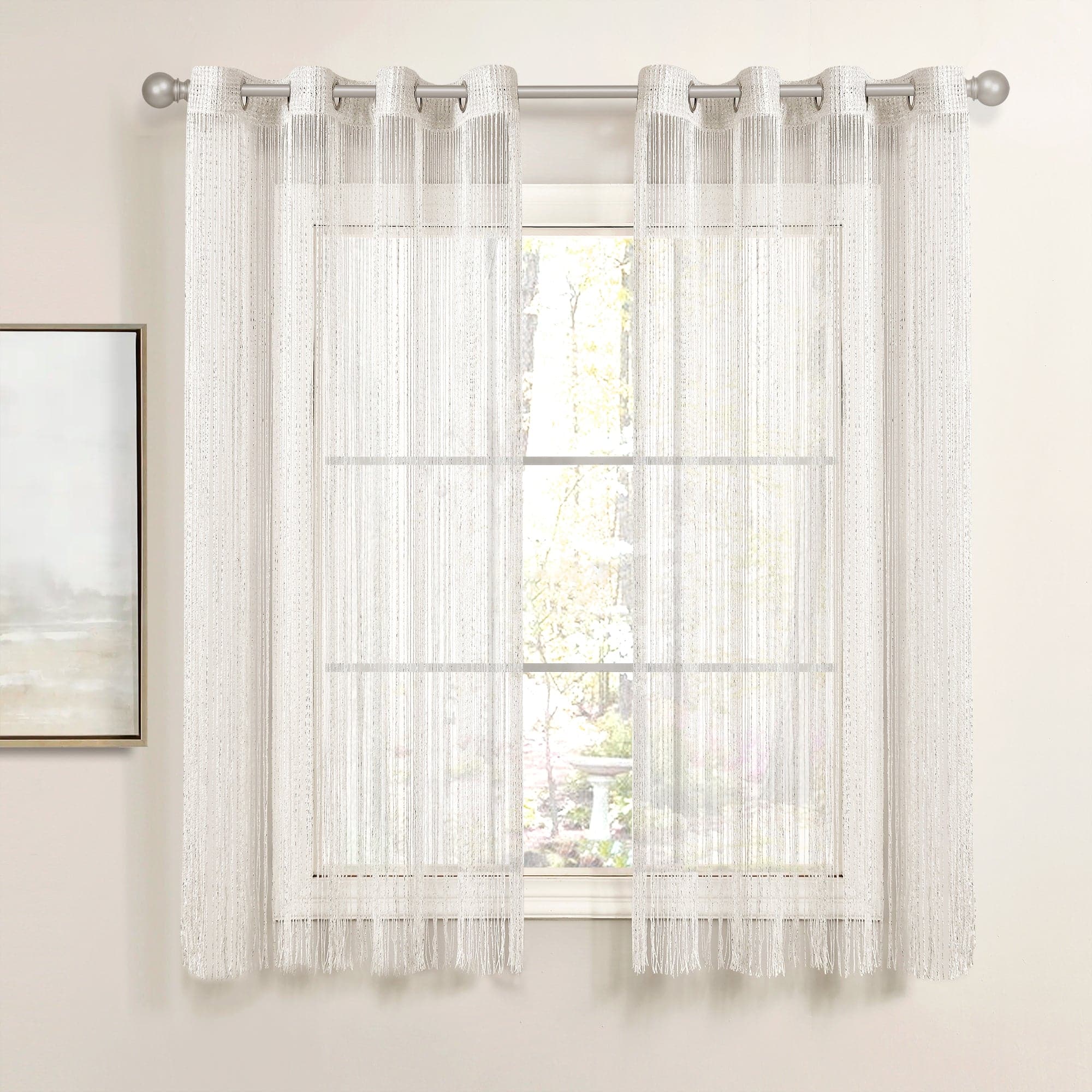 Starry Night String Curtain Panel - Blackout Window Drapes for Bedroom & Living Room Decor - Perfect for Boho, Nursery, and Home Theater Light Control