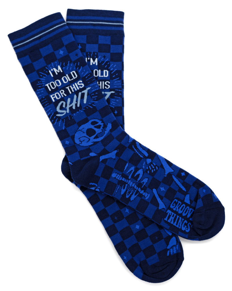 Funny Novelty Socks - Too Old For This Shit Socks for Men & Women - Comfortable Cotton Crew Socks for Casual Wear, Gifts, and Relaxing at Home