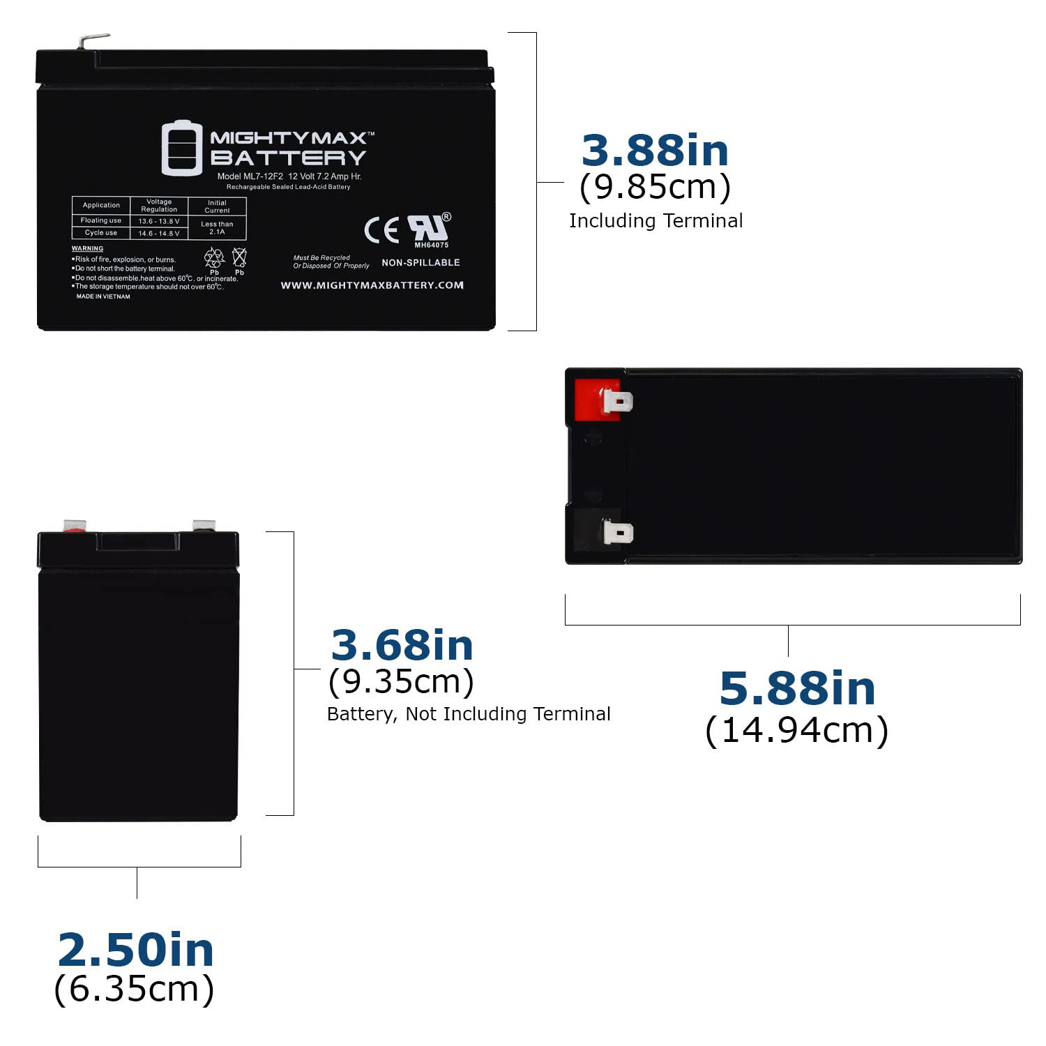 Mighty Max 12V 7Ah F2 Replacement Battery for Alexander PS1270-6 Pack - Perfect for Power Wheels, Scooters, and Emergency Backup Power