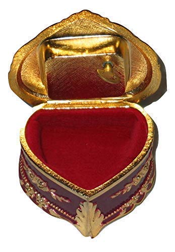 Heart-Shaped Jewelry Music Box - Burgundy & Gold, Plays 'All I Ask of You' - Perfect for Valentine's Day Gifts, Anniversary Presents & Romantic Home Decor