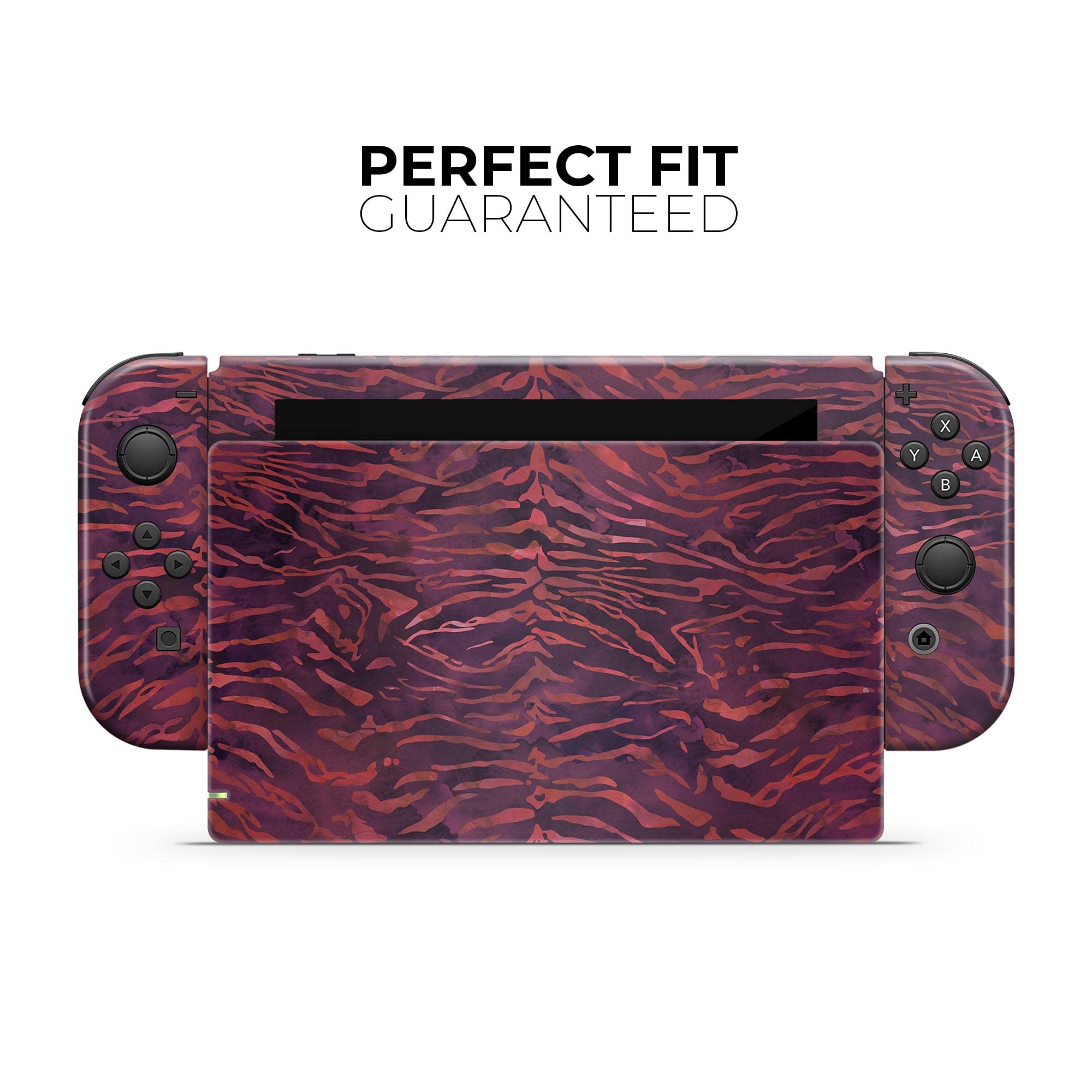 Nintendo Switch & Joy-Con Protective Vinyl Skin Decal Cover - Scratch-Resistant, Removable Wine Watercolor Tiger Design - Perfect for Gaming Protection & Customization