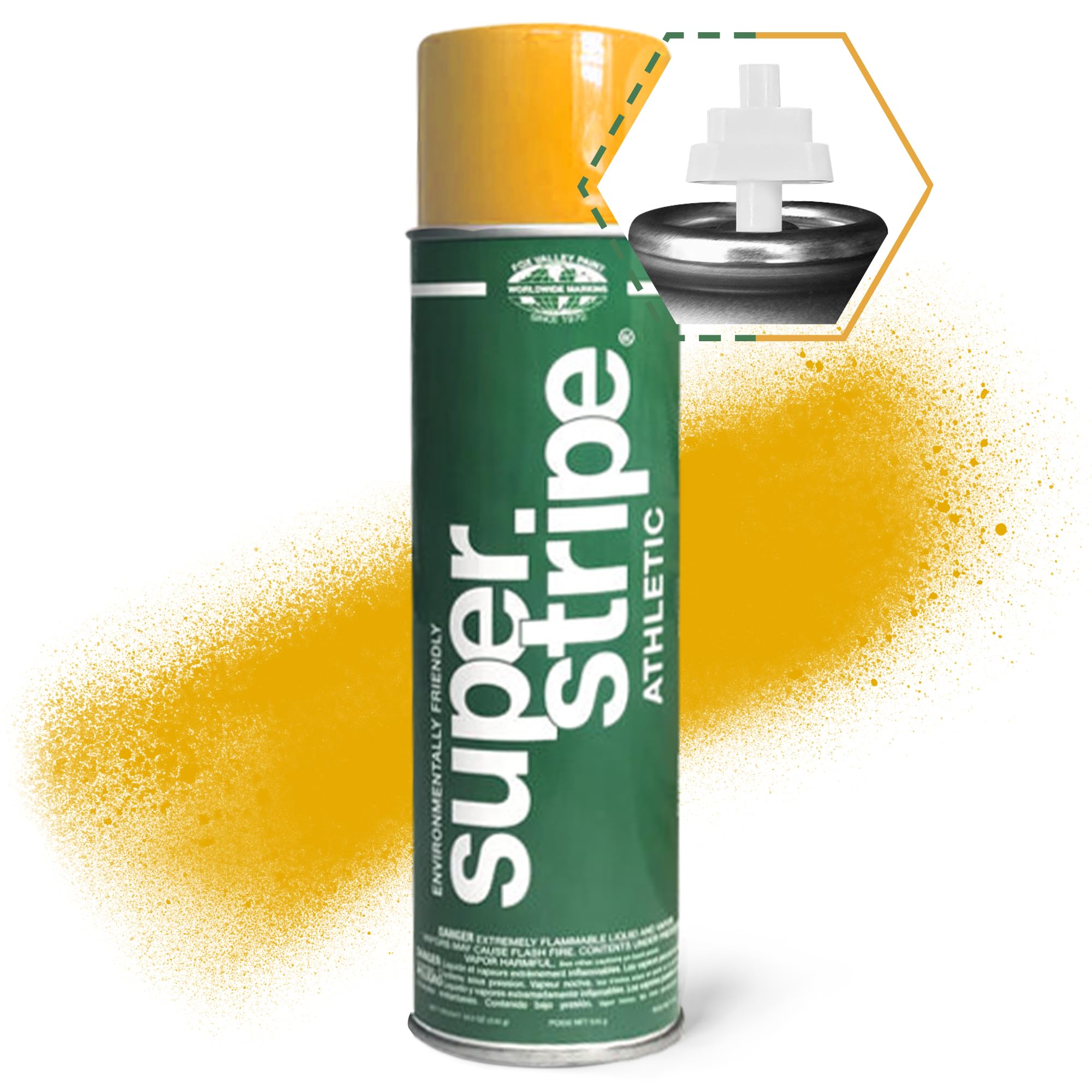 Fox Valley Athletic Field Marking Paint - 18 oz (Pack of 12) - Easy to Use Sports Field Paint for Grass, Turf, Tennis & Basketball Courts - Athletic Gold - Perfect for Outdoor Sports, School Events & Professional Field Maintenance