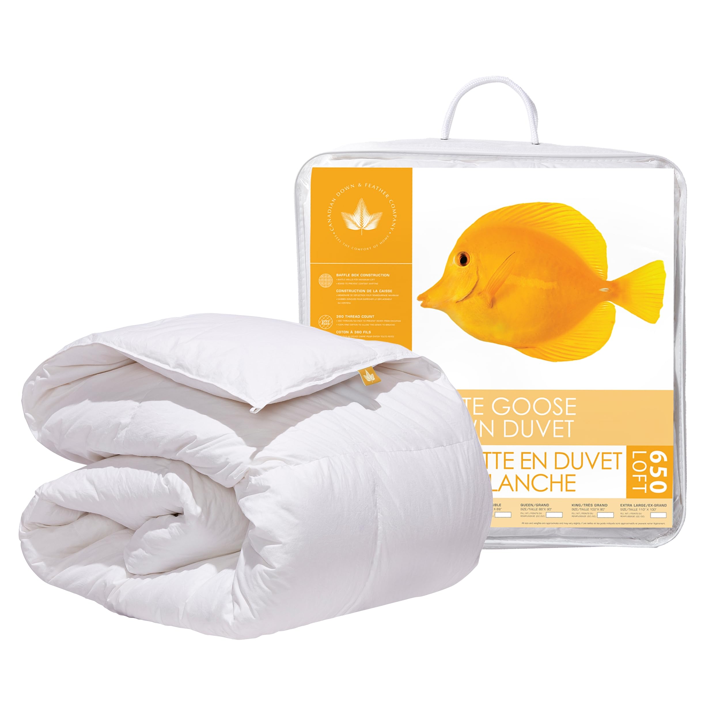Premium 650 Loft White Goose Down Duvet - Double Size - 100% Cotton 360 TC Shell - Hypoallergenic & Breathable - Perfect for All-Season Comfort - Made in Canada | Ideal for Master Bedrooms, Guest Rooms & Cozy Winter Nights