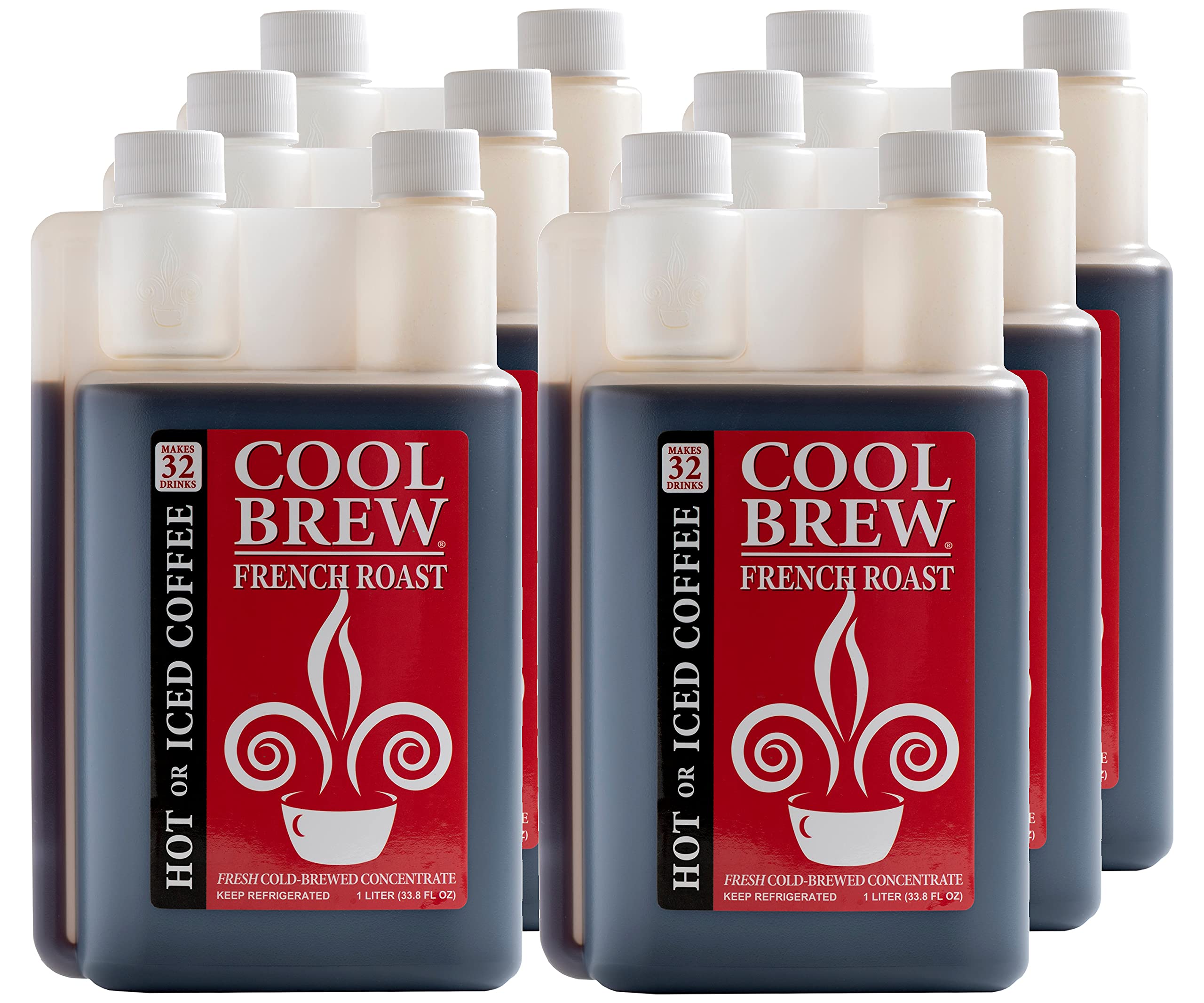 CoolBrew French Roast Cold Brew Coffee Concentrate - 6 Pack (32 Servings per Bottle) | Unsweetened, No Preservatives | Perfect for Iced Coffee, Hot Coffee & DIY Coffee Drinks | Great for Home, Office & On-the-Go