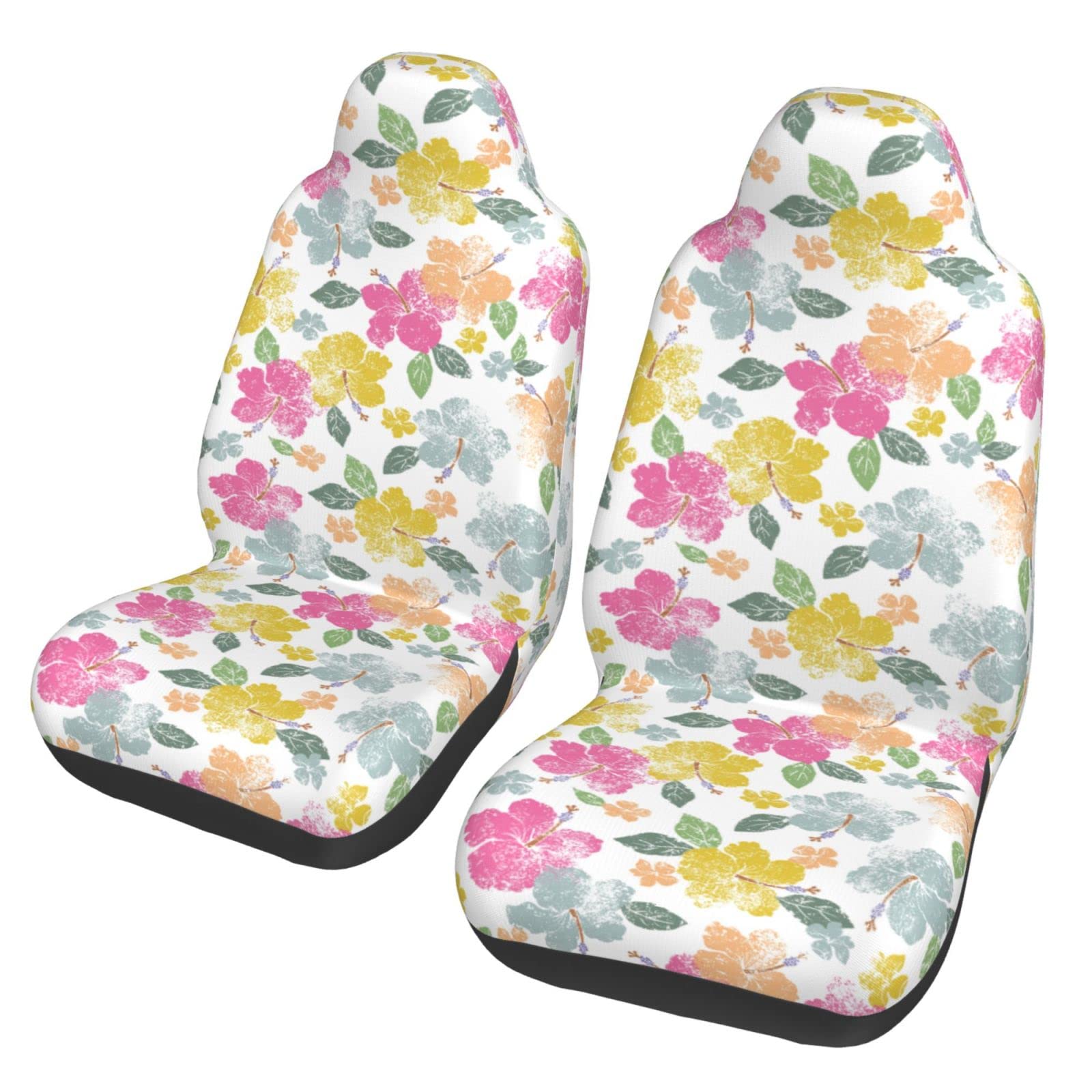 2PC 3D Printed Car Seat Covers - Hazy Tropical Flowers & Plants Design, Universal Fit for Cars, SUVs & Trucks | Easy Installation, Front Seat Protectors | Perfect for Road Trips, Daily Commutes & Interior Decoration