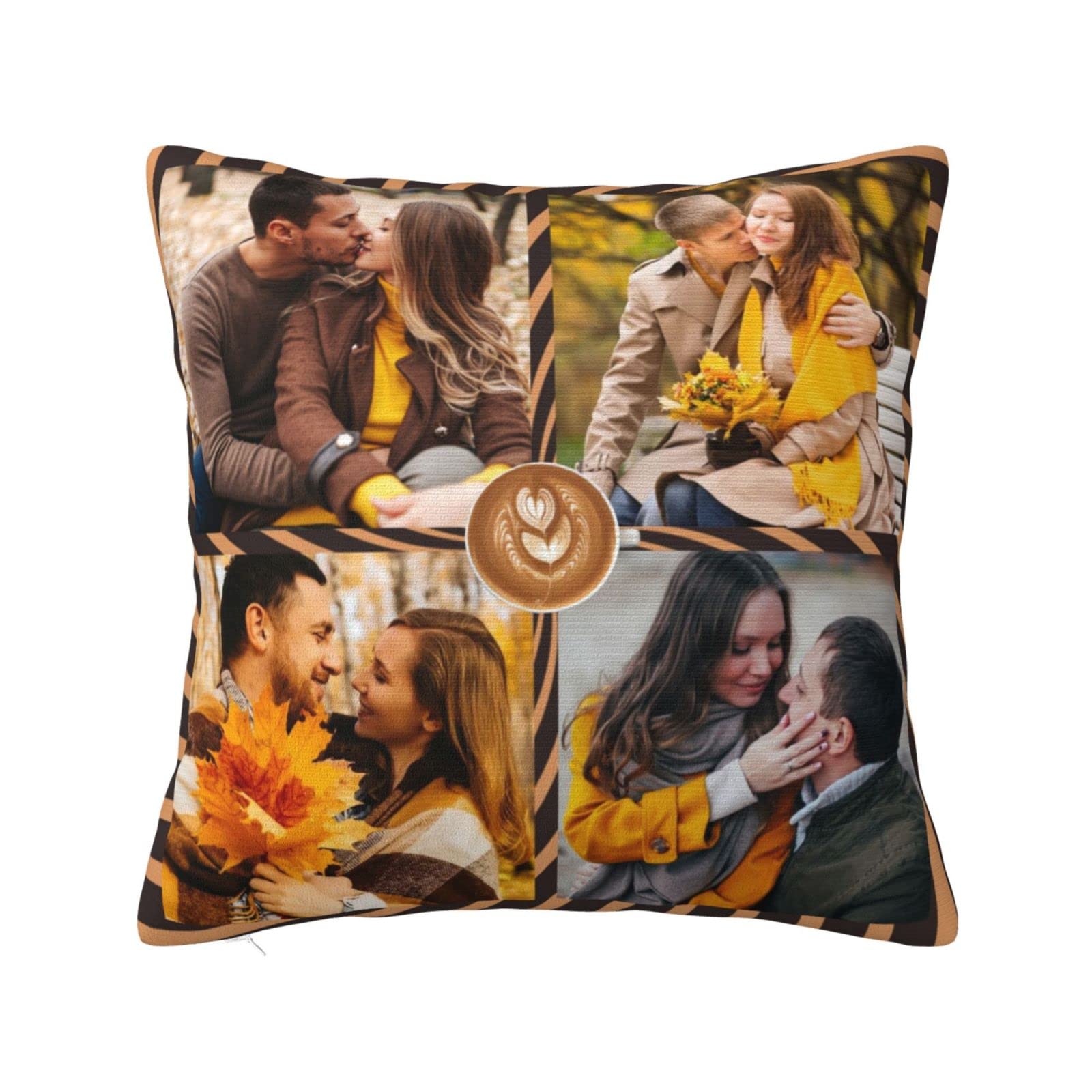 Custom Photo Pillow Case - Personalized Throw Pillow Cover with 4 Pictures - Add Your Own Design for Home Decor, Anniversary, Wedding Gift & Valentine's Day Keepsake - Perfect for Couples, Bedroom Decor & Special Occasions