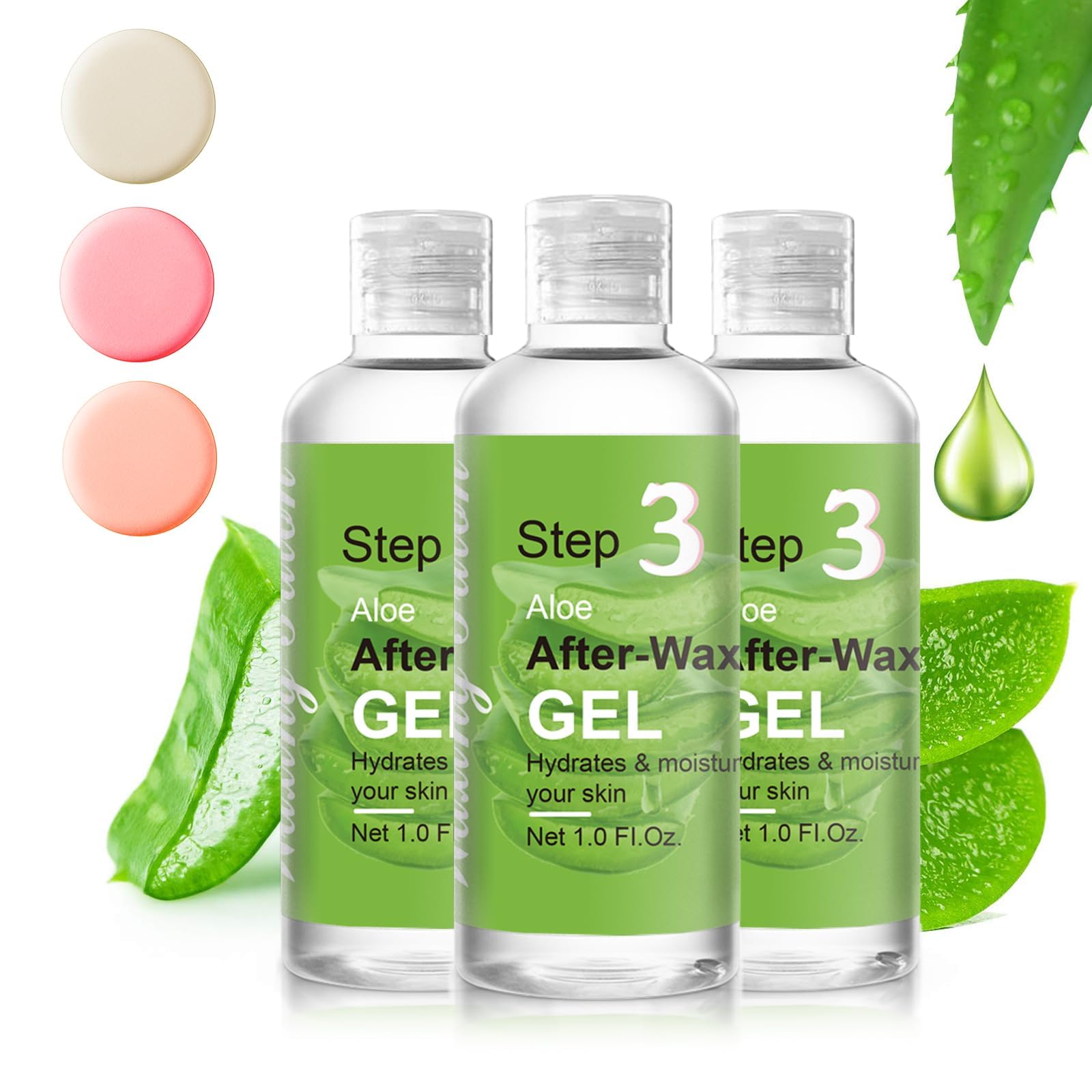 **After Waxing Cooling Gel - Travel Size Aloe Vera Gel for Soothing Skin, Sunburn Relief & Hydration - Unscented, Portable for Trips - 3 Pack (1.01 fl oz x 3) - Perfect for Post-Wax Care, Sunburn Recovery & Travel Skincare**